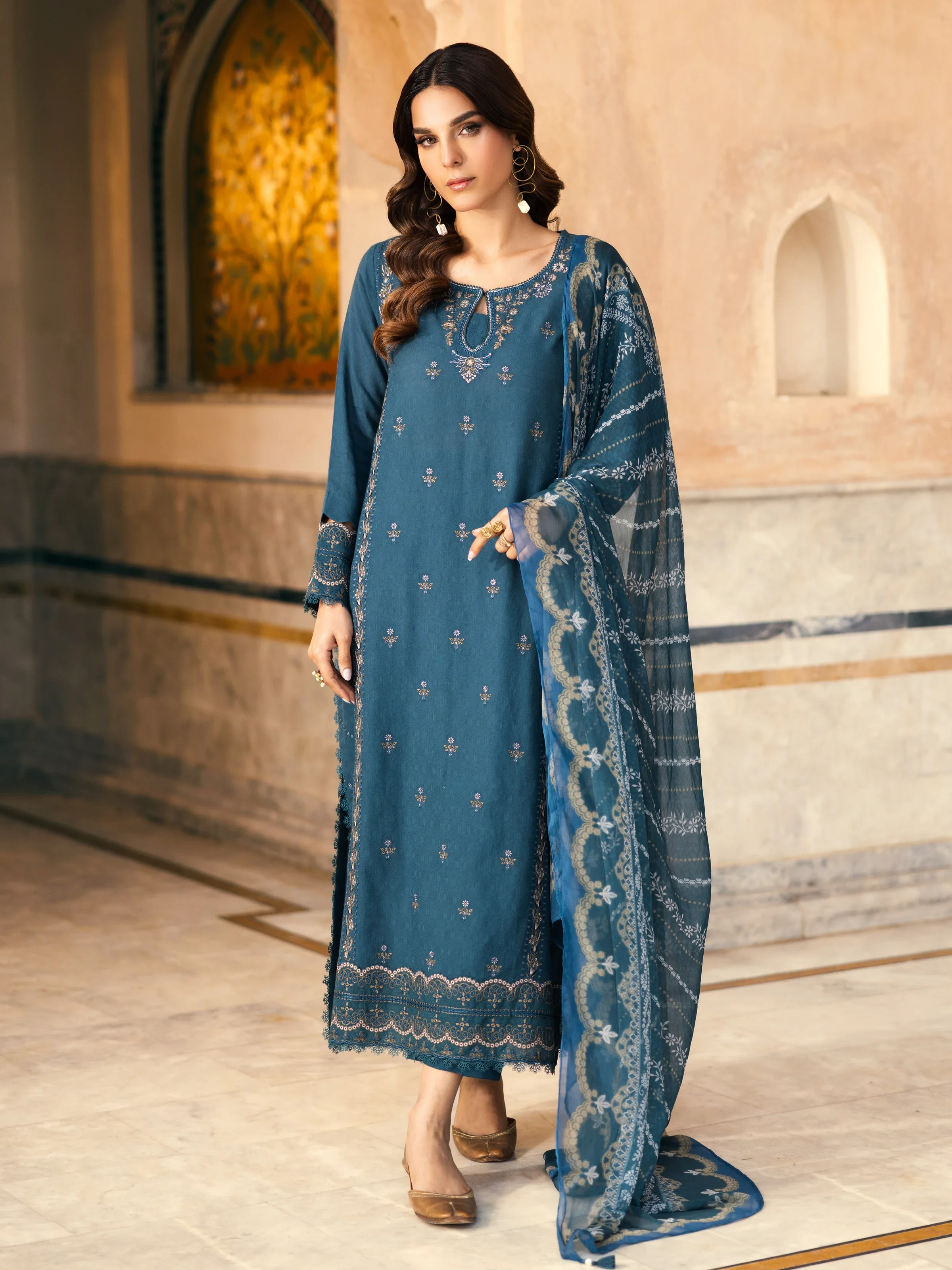 Unstitched Embroidered Dobby Suit - EWU5V7-30264-3P