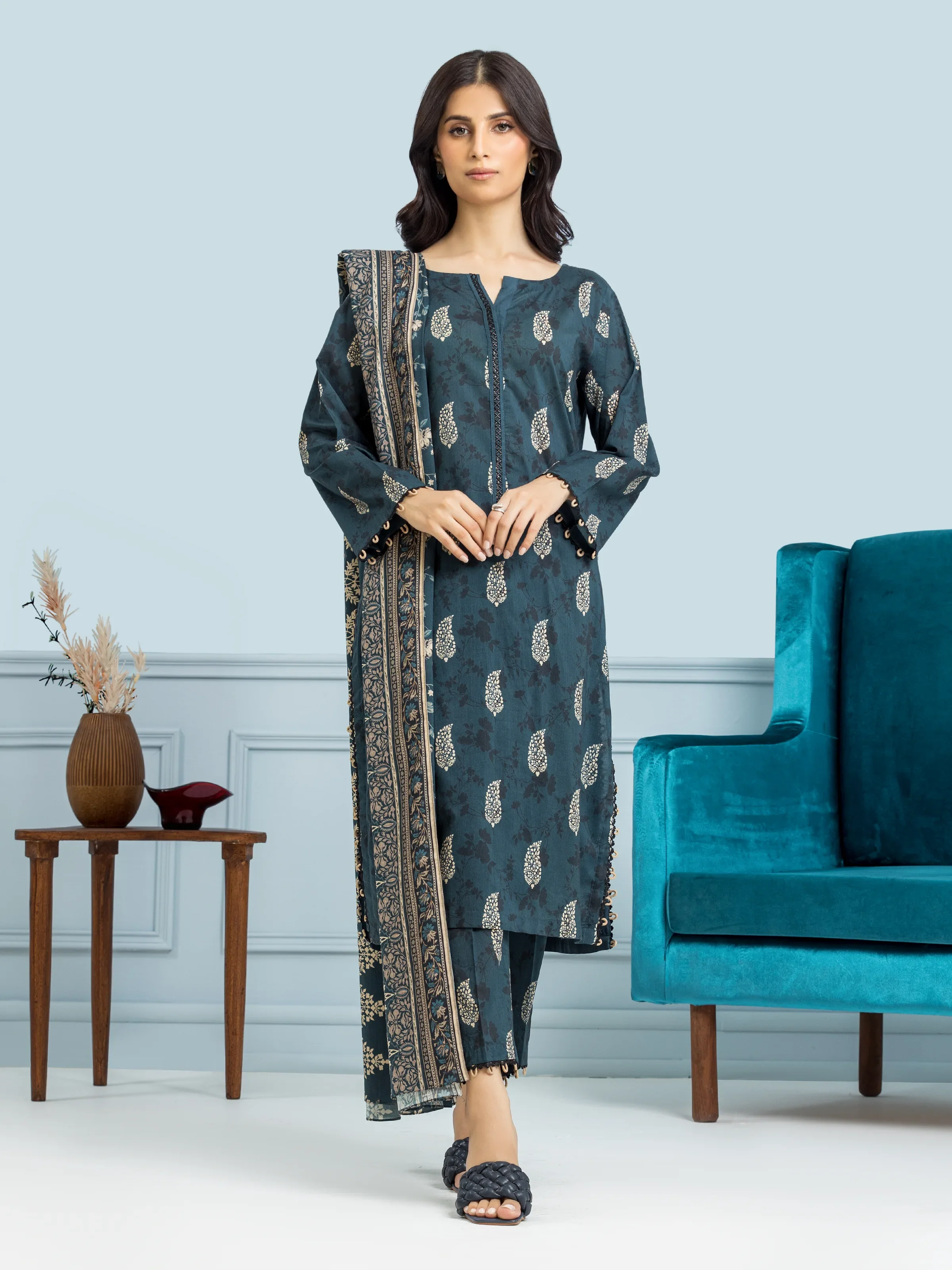 Unstitched Printed Khaddar Suit - EWU24A3-29649-3P