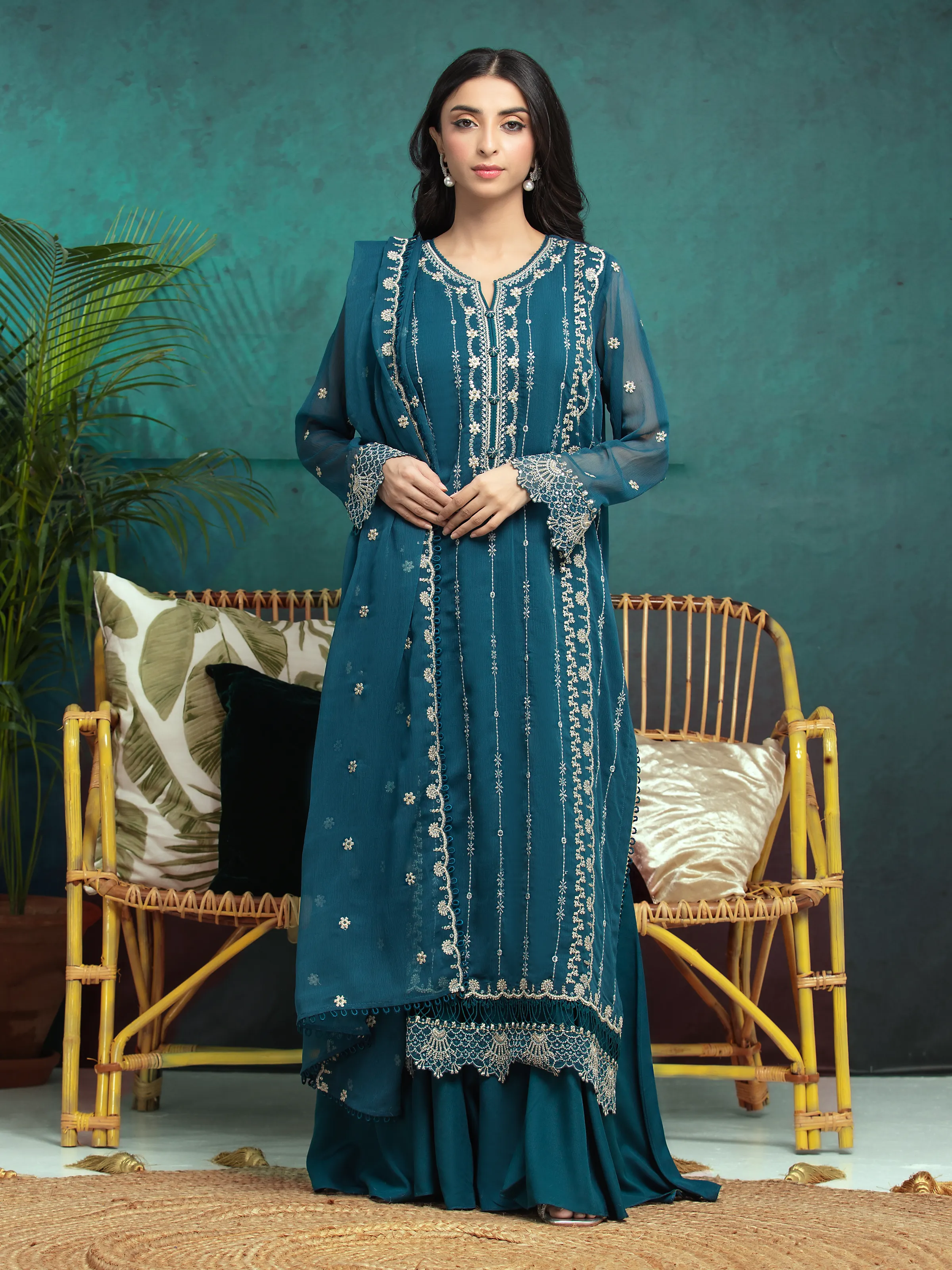 Unstitched Embroidered Chiffon Suit - EWU24V5-30329-3P