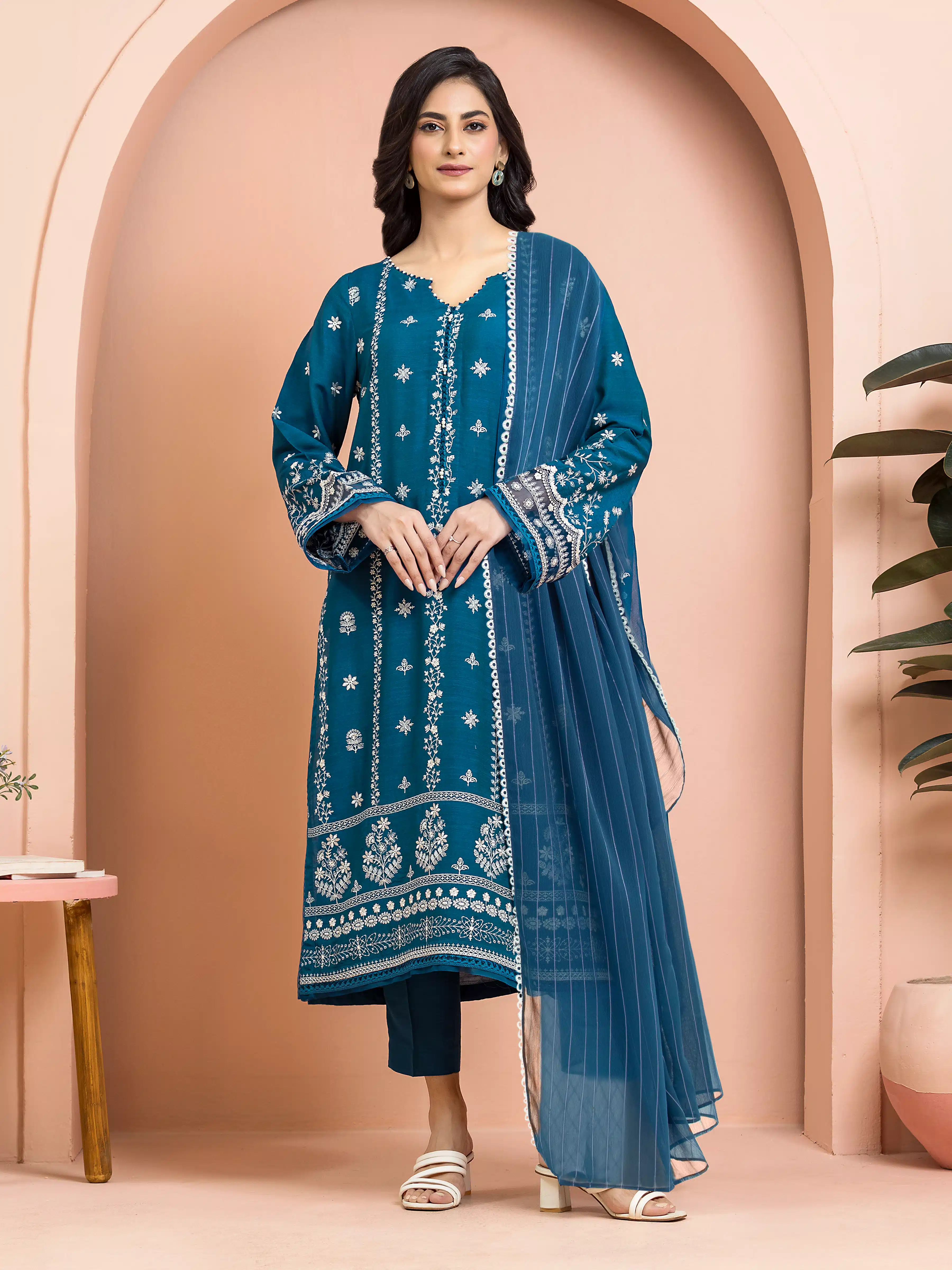 Unstitched Embroidered Raw Silk Suit - EWU24V16-30014-3P
