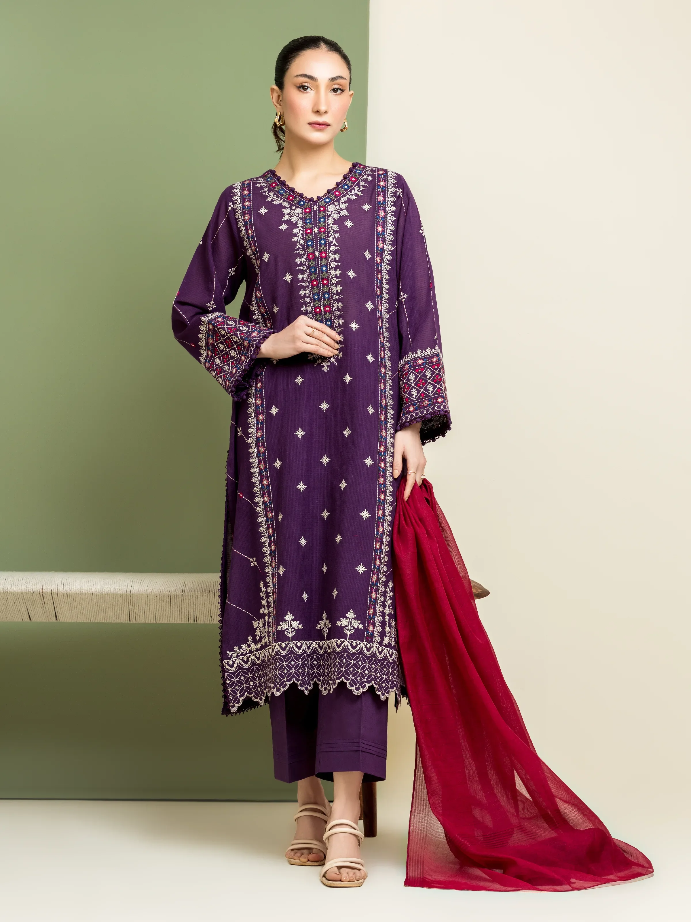 Unstitched Embroidered Lawn Suit - EWU5V1-31241-3P