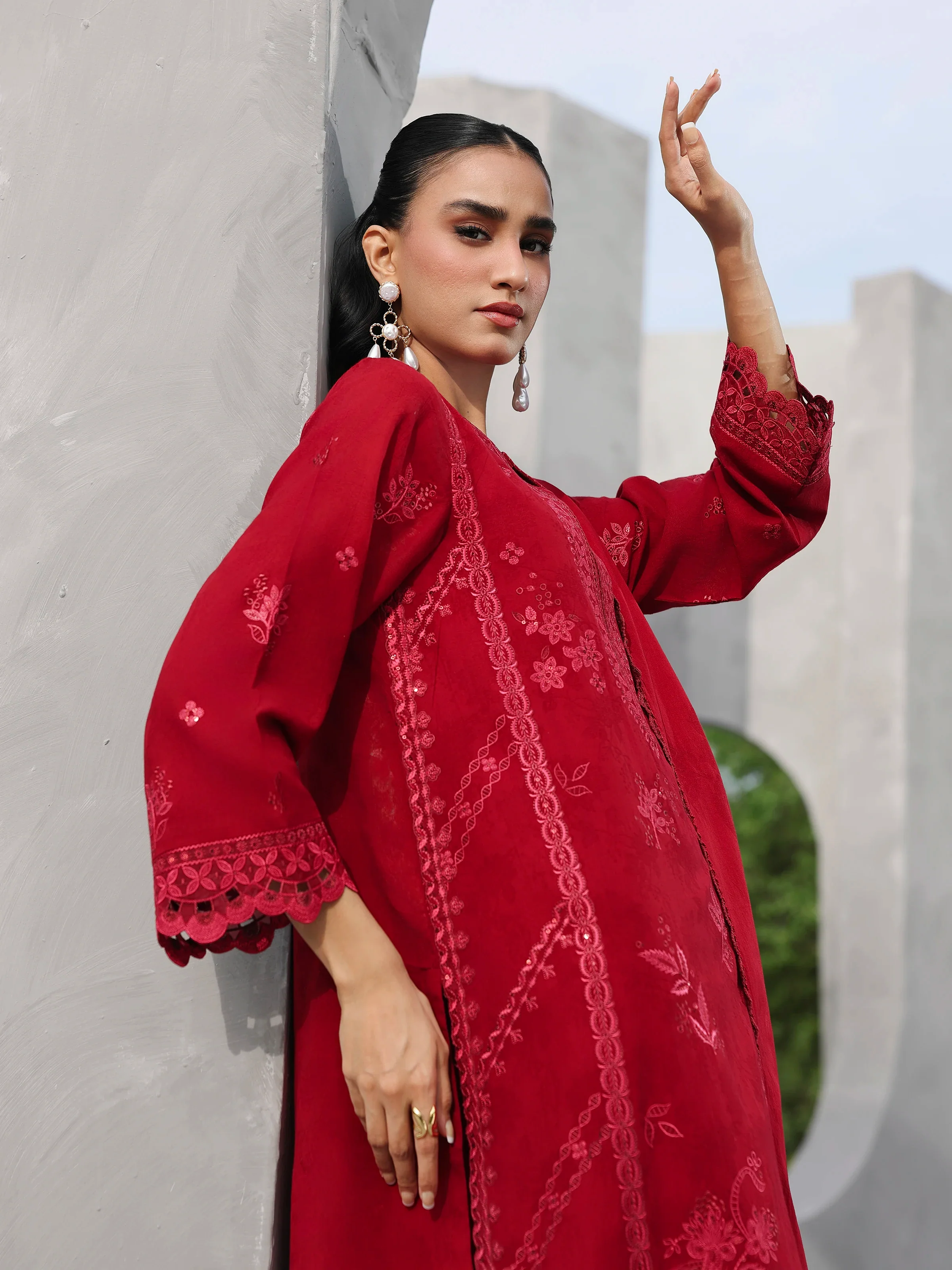 Unstitched Embroidered Jacquard Suit - EWU6V3-33465-3P - Image 2
