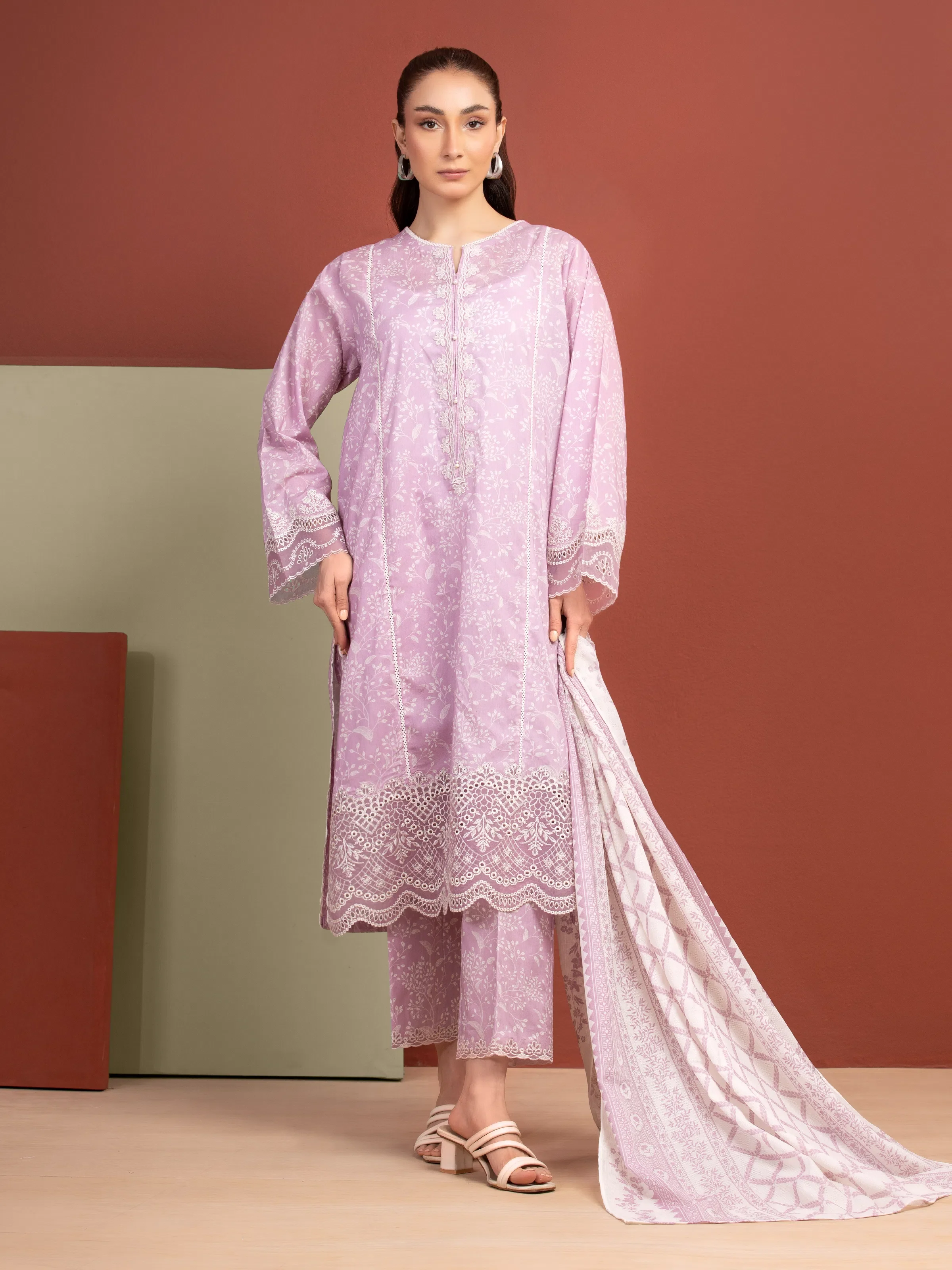 Unstitched  Embroidered Lawn Shirt Trouser - EWU5V1-31406ST