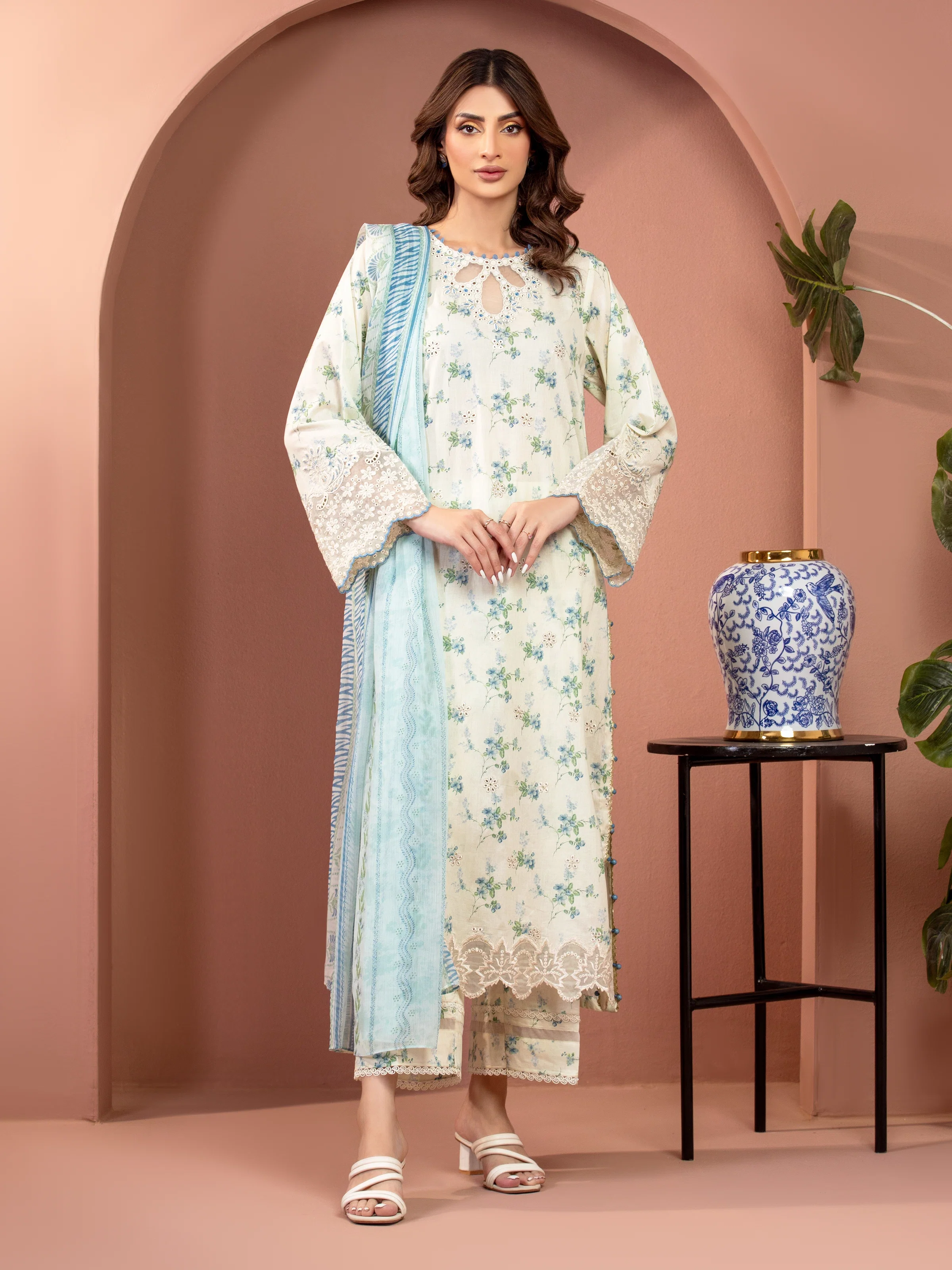 Unstitched  Embroidered Lawn Shirt Trouser - EWU5V1-31482ST