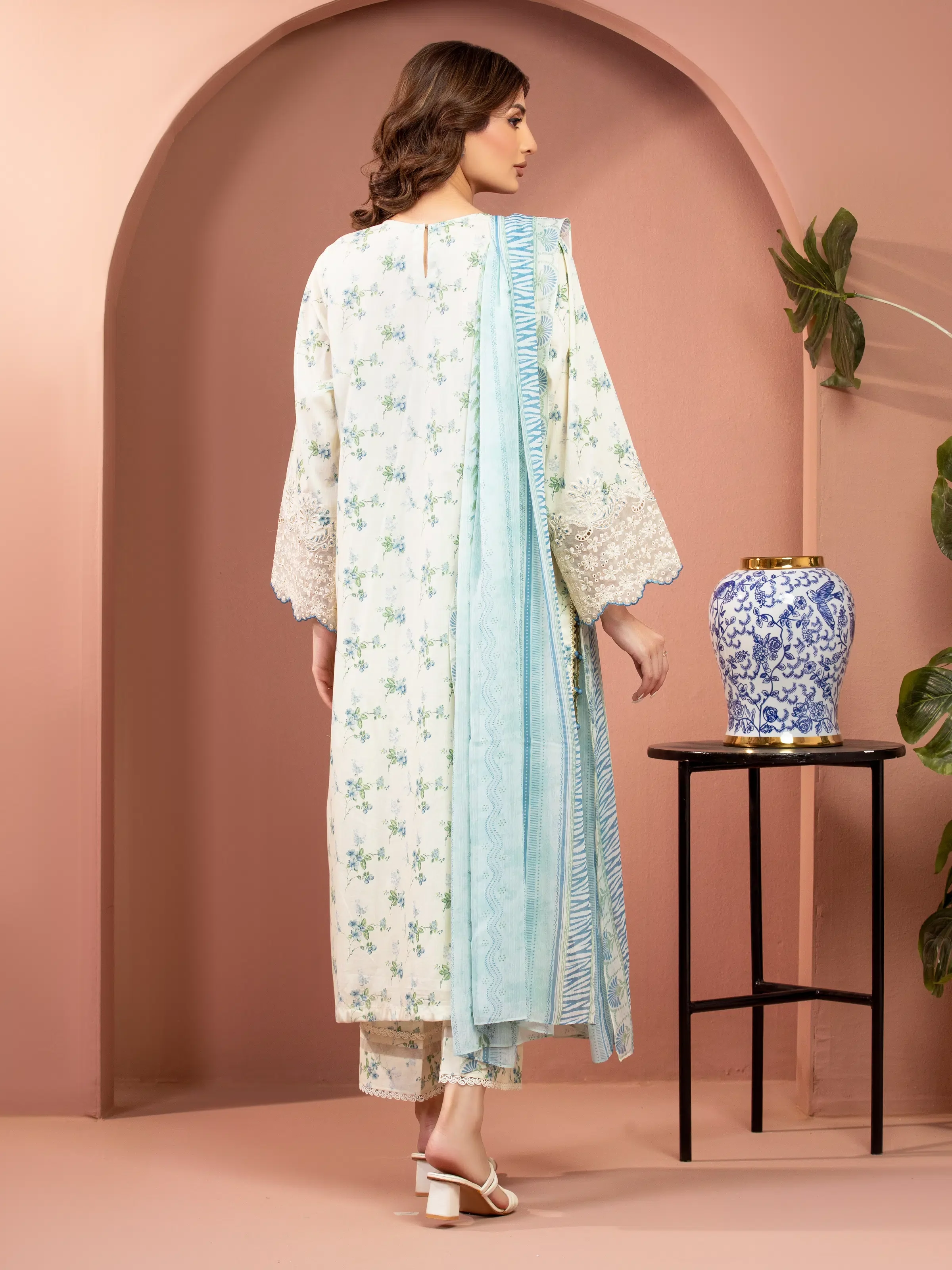 Unstitched  Embroidered Lawn Shirt Trouser - EWU5V1-31482ST - Image 6