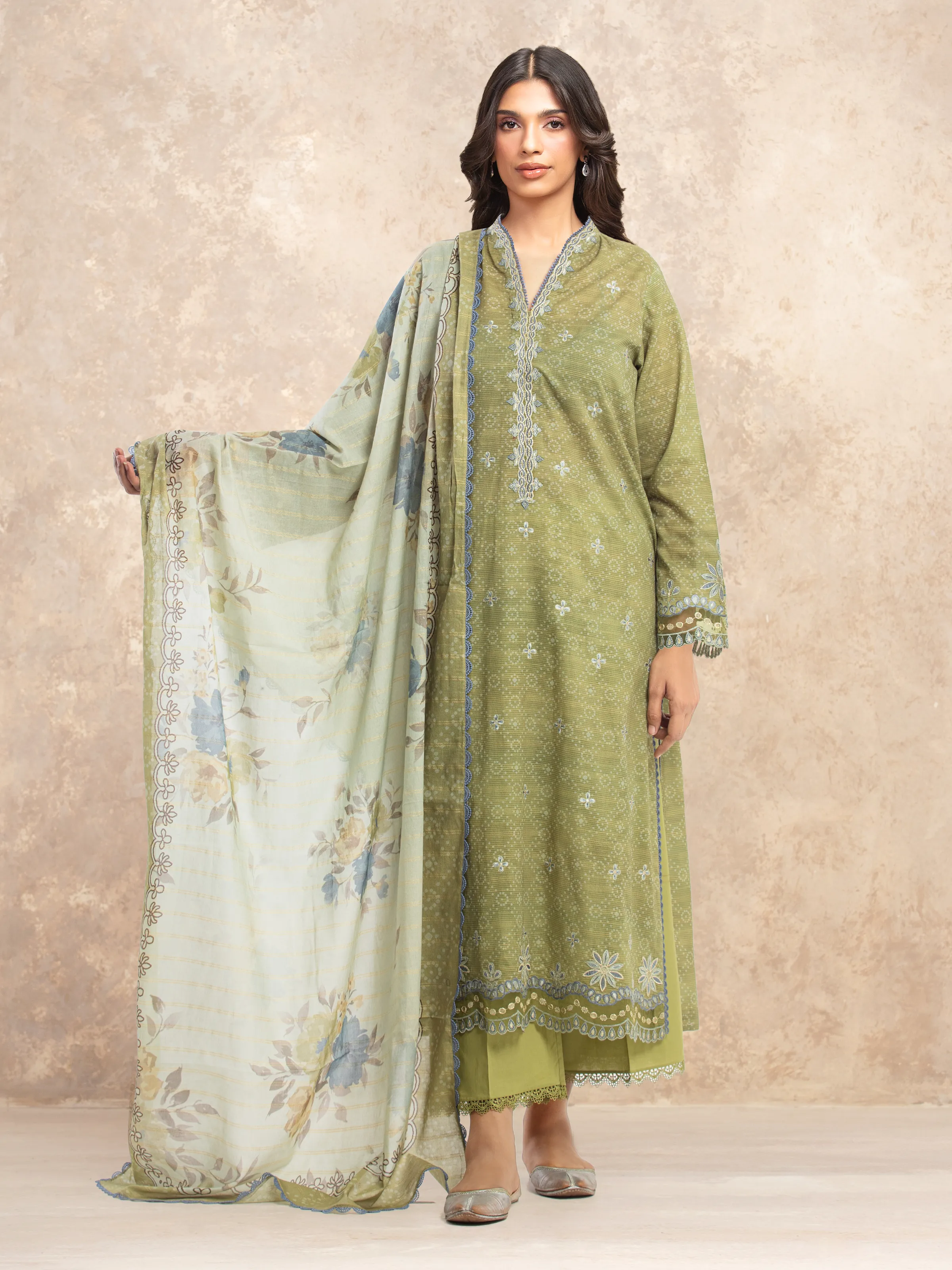 Unstitched Embroidered Lawn Suit - EWU5V1-31877-3P