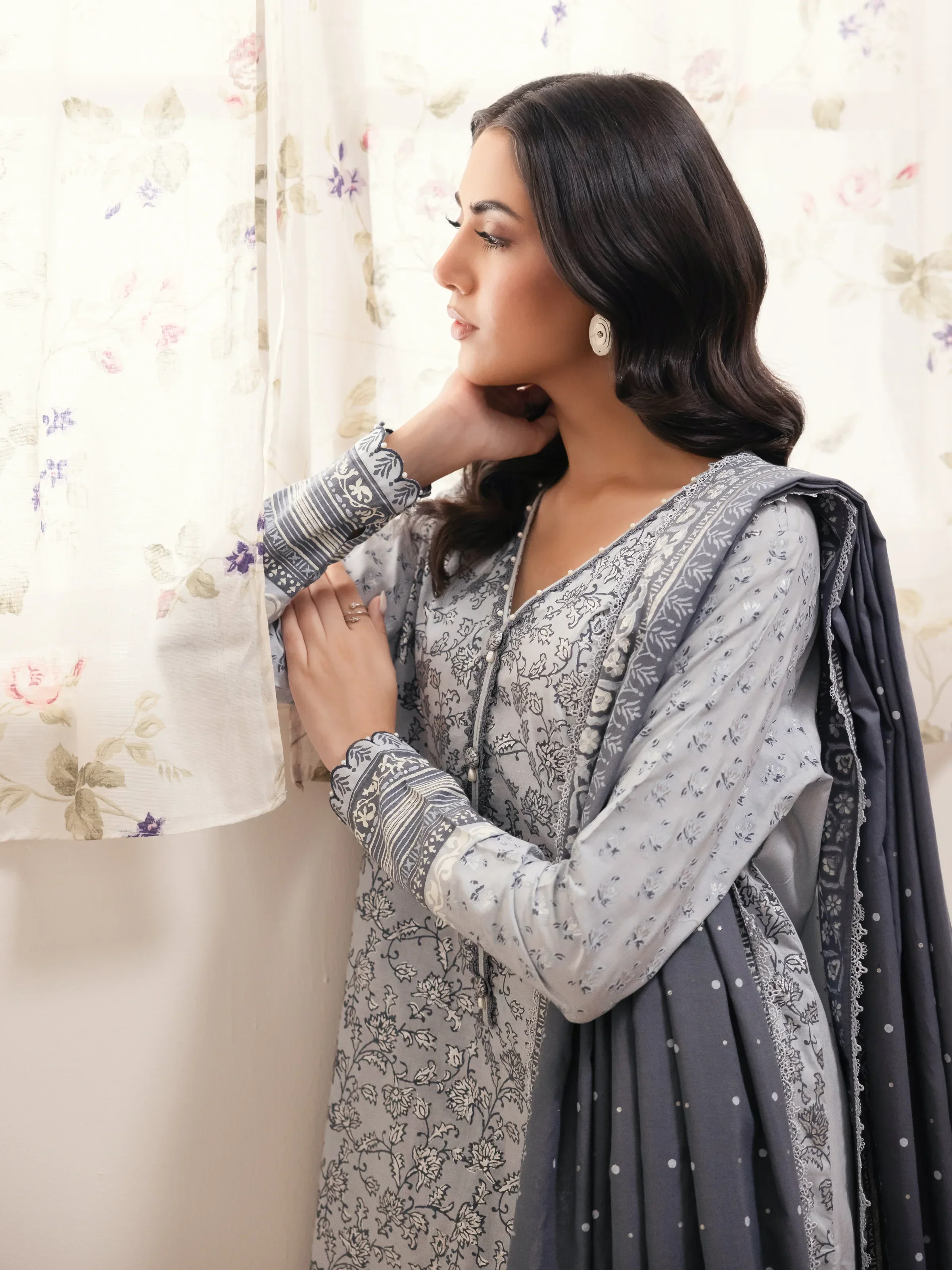 Unstitched Block Print Cambric Shirt Trouser - EWU24M1-046ST - Image 3
