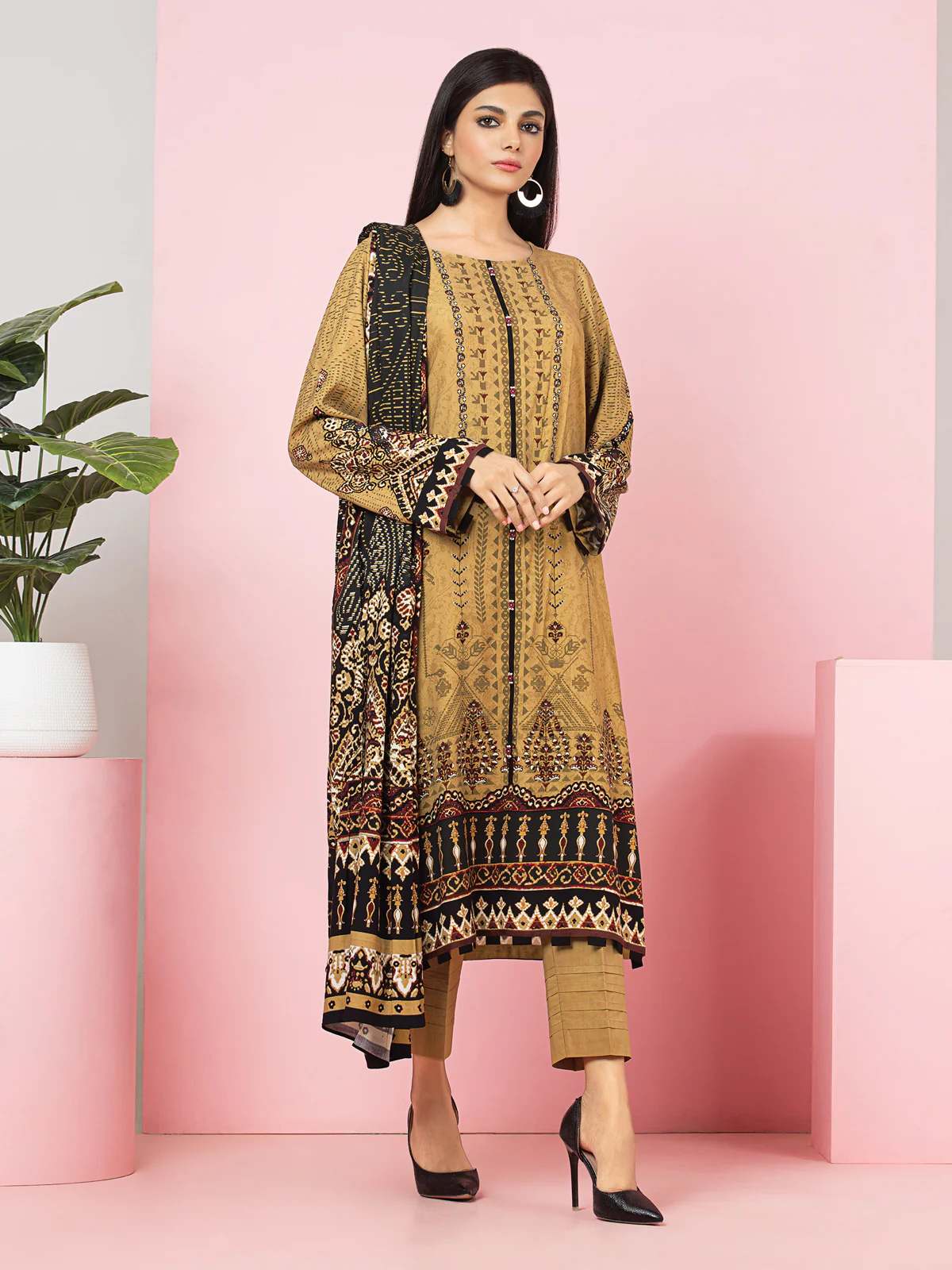 Unstitched Embroidered Viscose Shirt Trouser - EWU22V13-24029ST