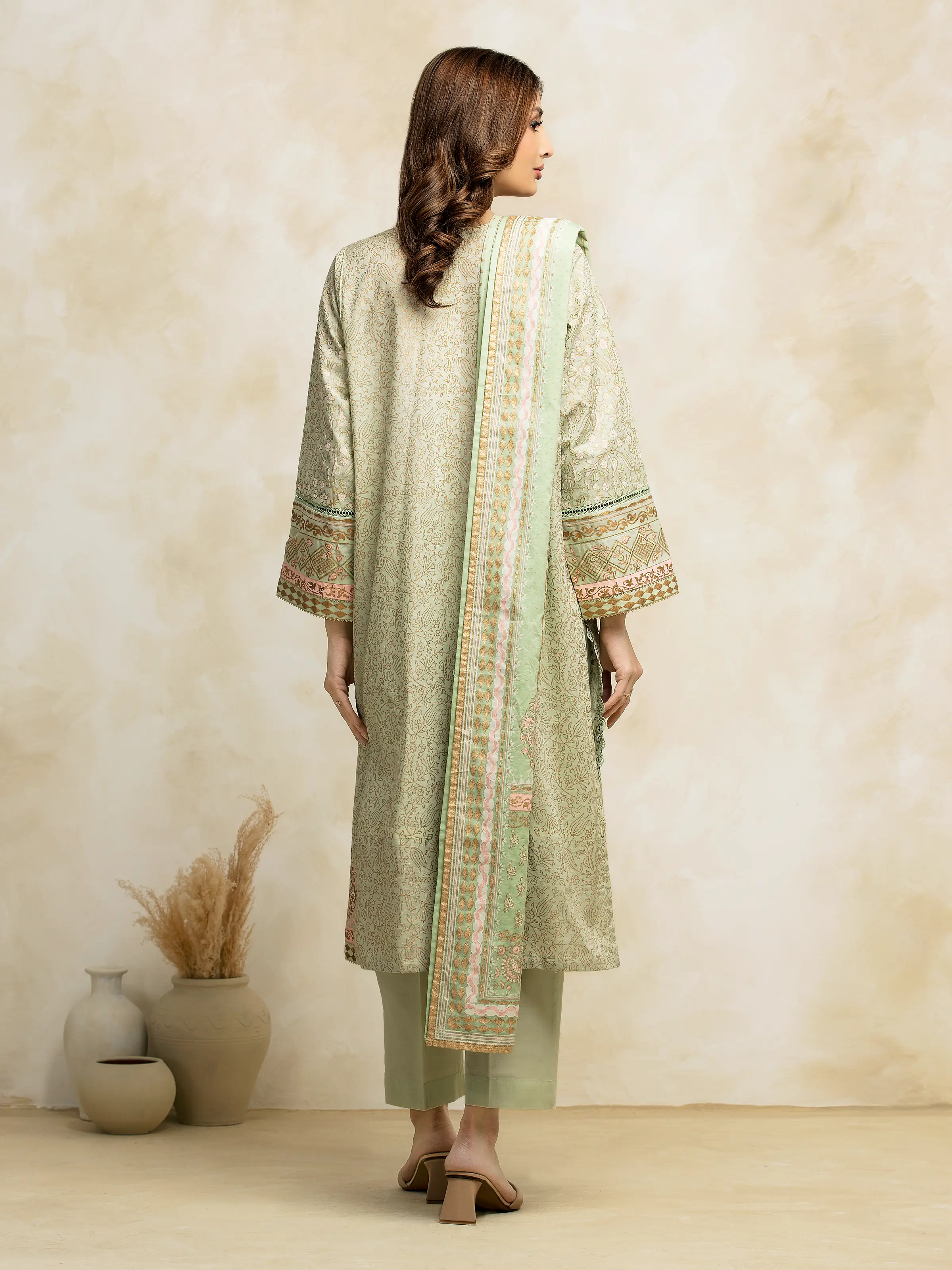 Unstitched Block Print Cambric Suit - EWU5M1-027-3P - Image 2