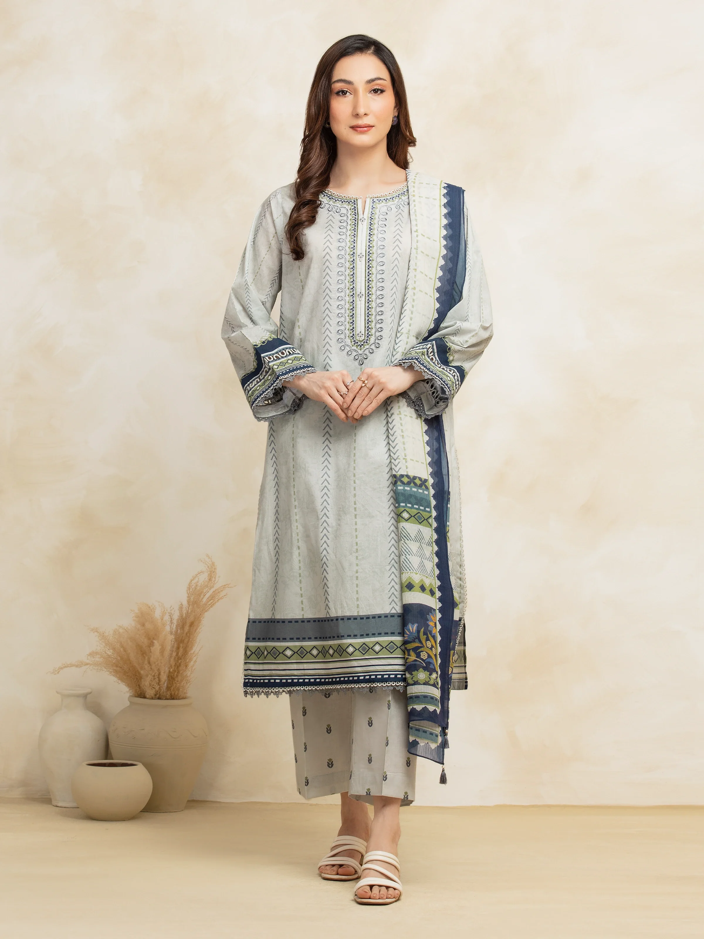 Unstitched Embroidered Lawn Suit - EWU5V1-31320-3P