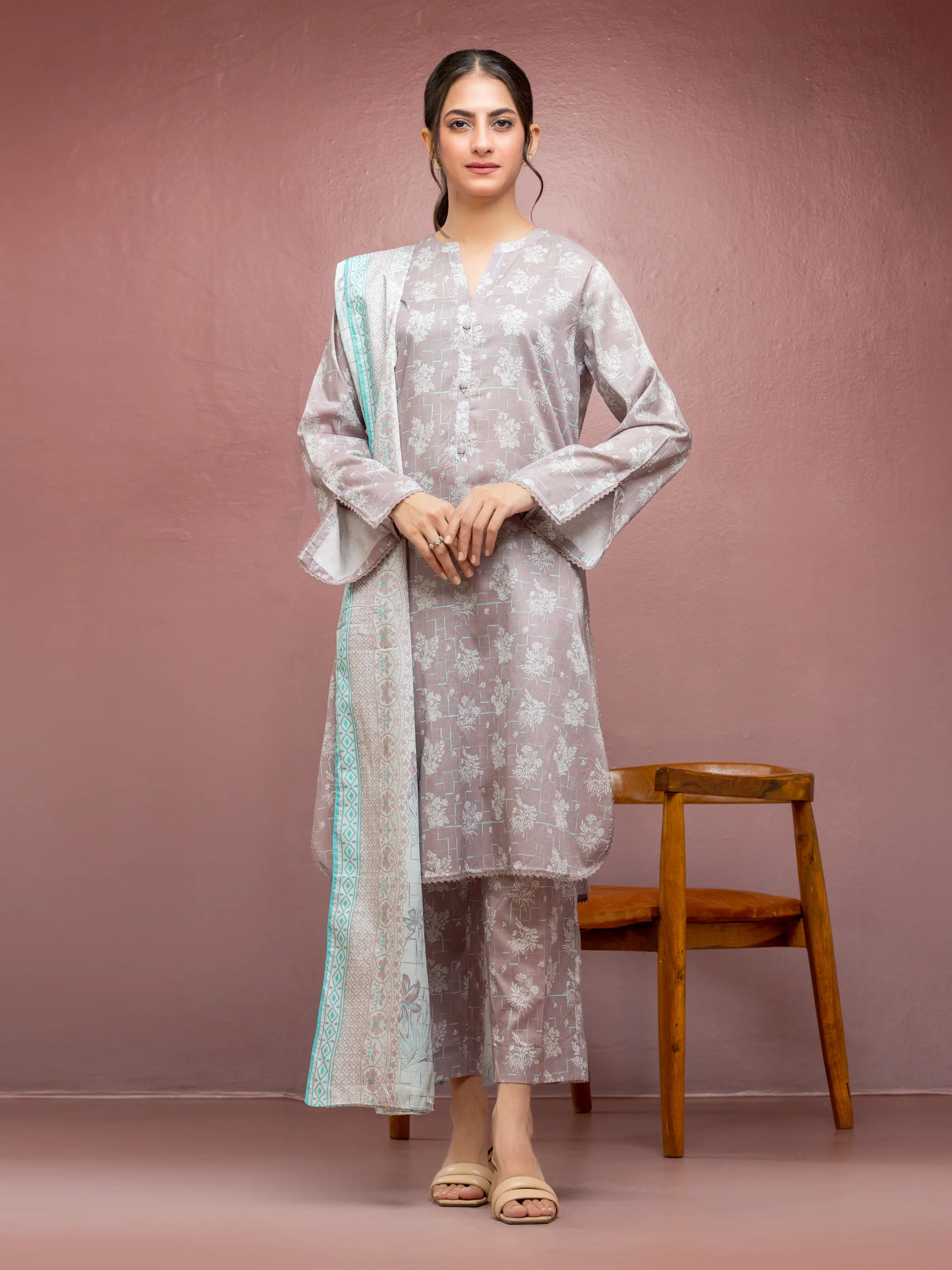 Unstitched Printed Lawn Suit - EWU5A1-35093-3P
