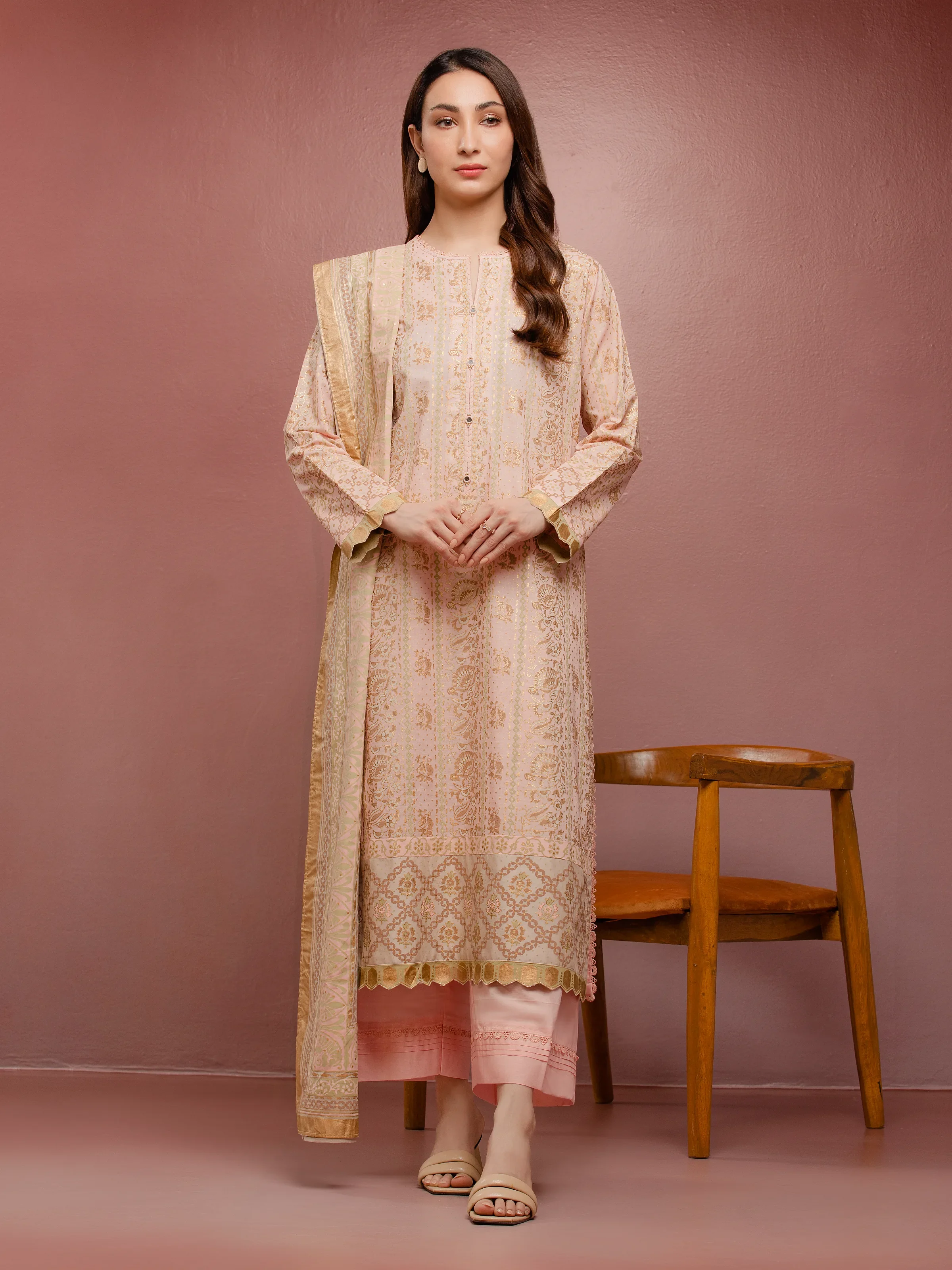 Unstitched Block Print Cambric Suit - EWU5M1-024-3P