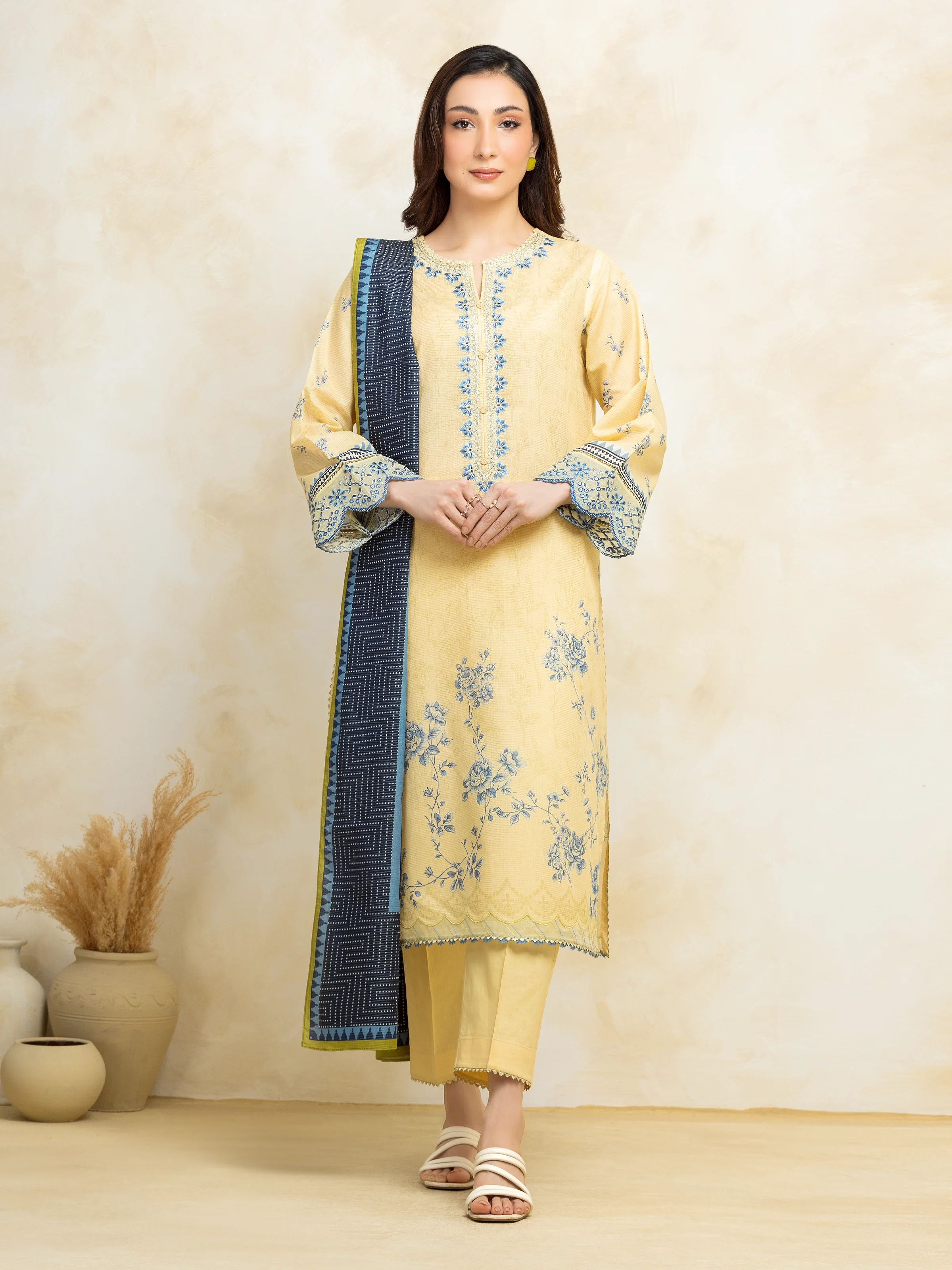 Unstitched Embroidered Lawn Suit - EWU5V1-31191-3P