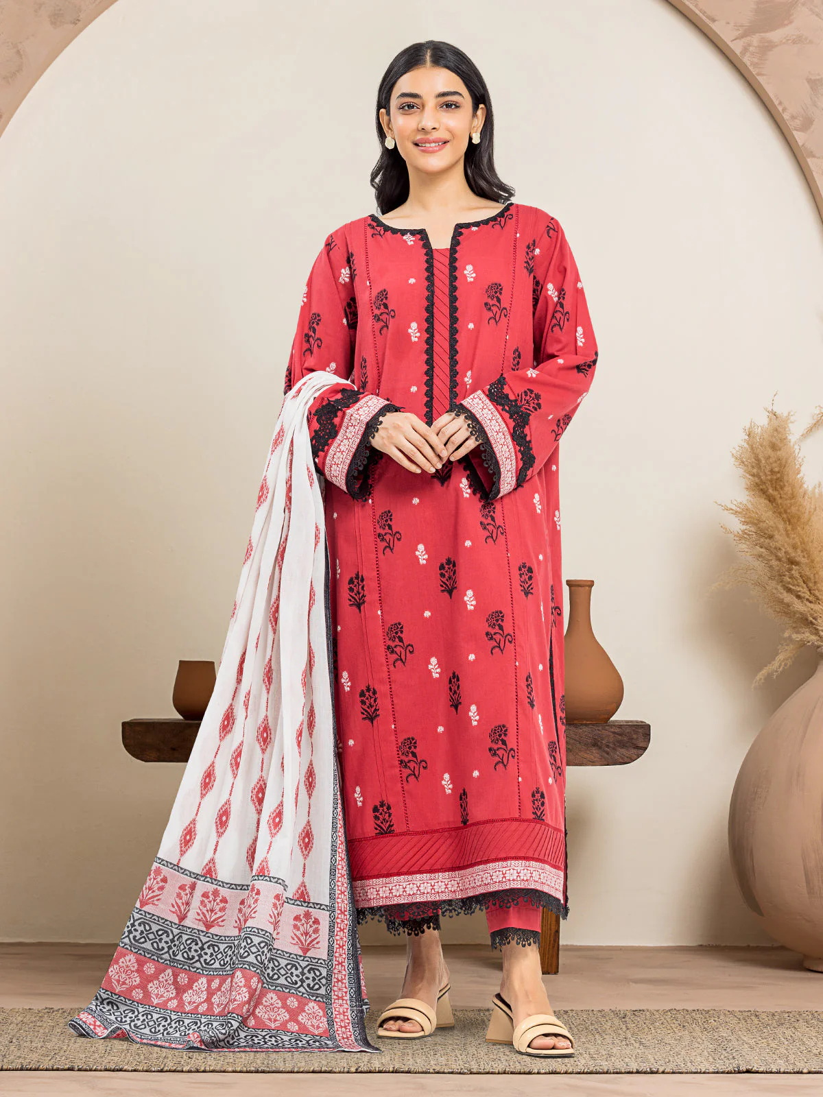 Unstitched Embroidered Jacquard Shirt Trouser - EWU24V3-30034ST