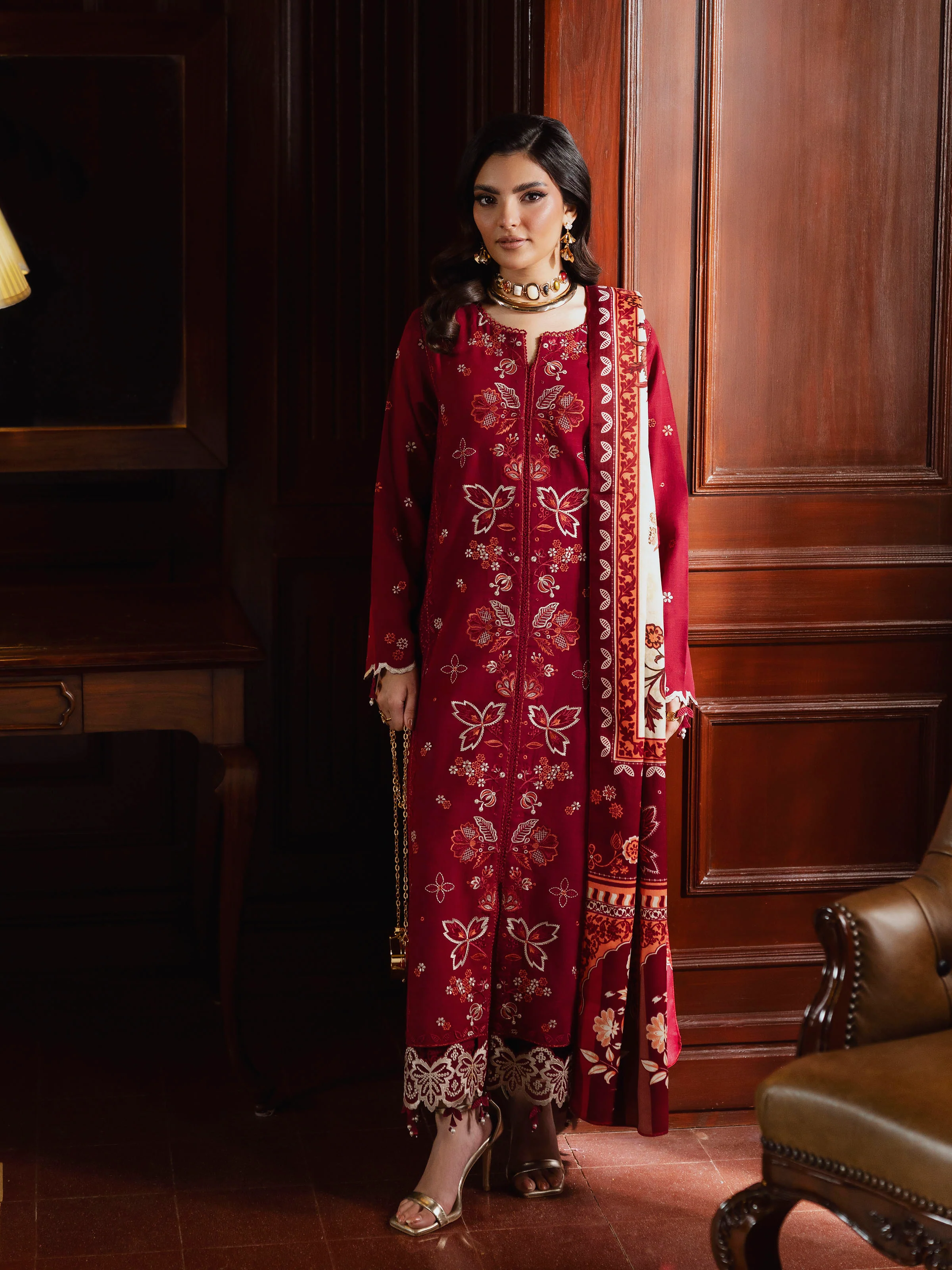 Unstitched Embroidered Khaddar Suit - EWU5V11-32011-3P
