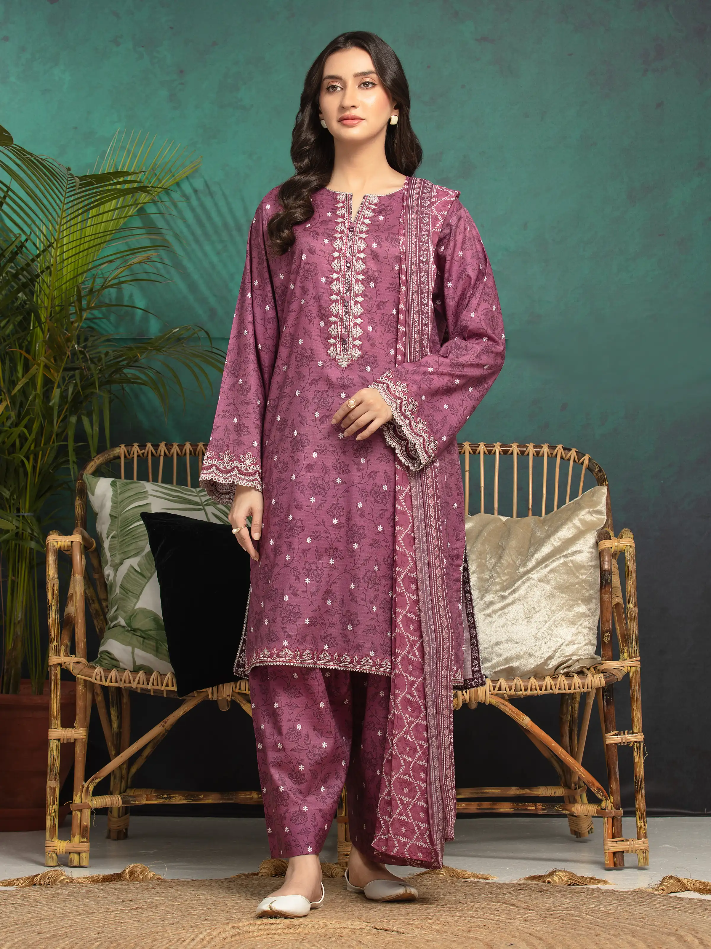 Unstitched Embroidered Dobby Suit - EWU5V7-30361-3P