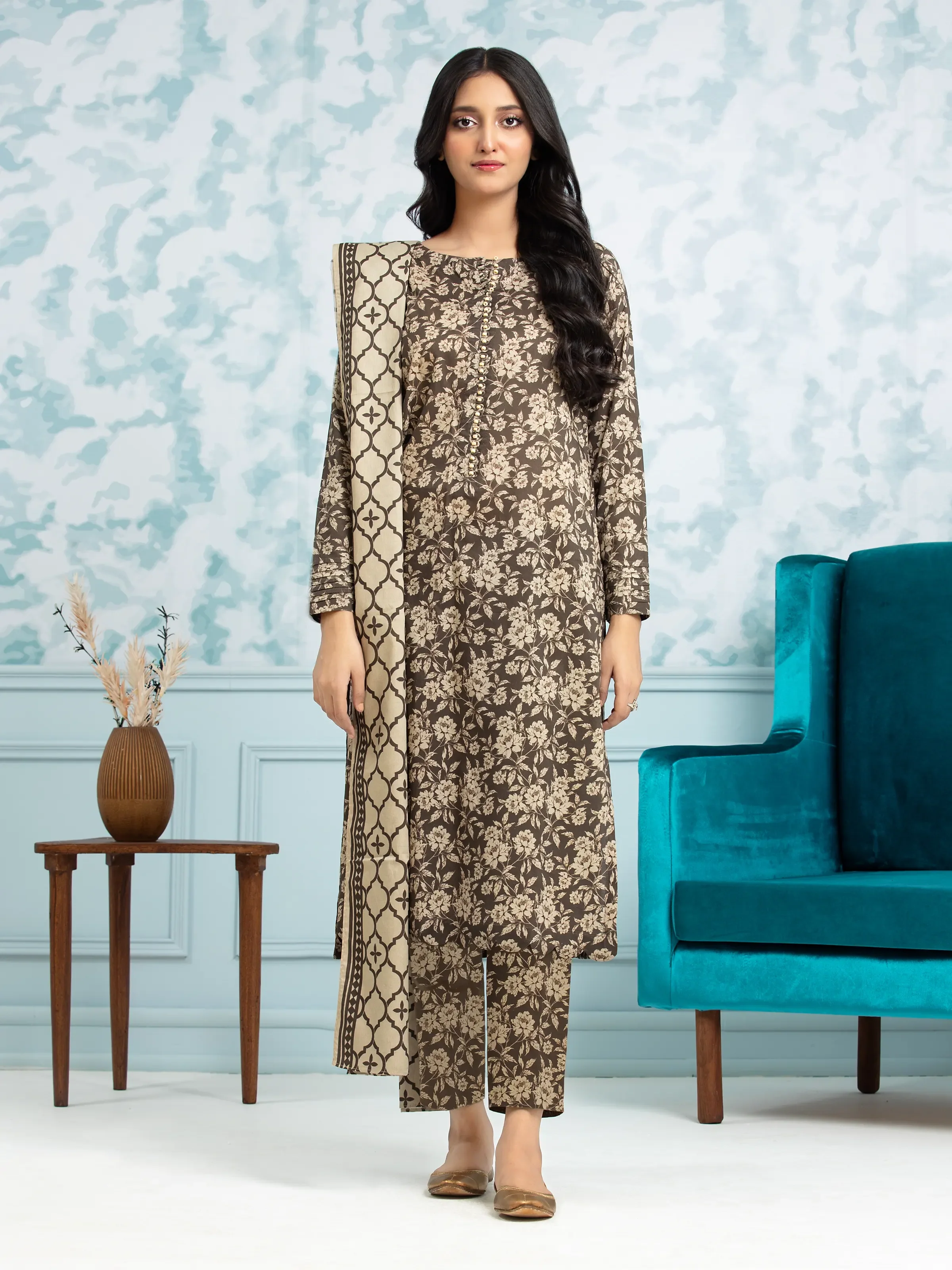 Unstitched Printed Khaddar Suit - EWU24A3-29711-3P
