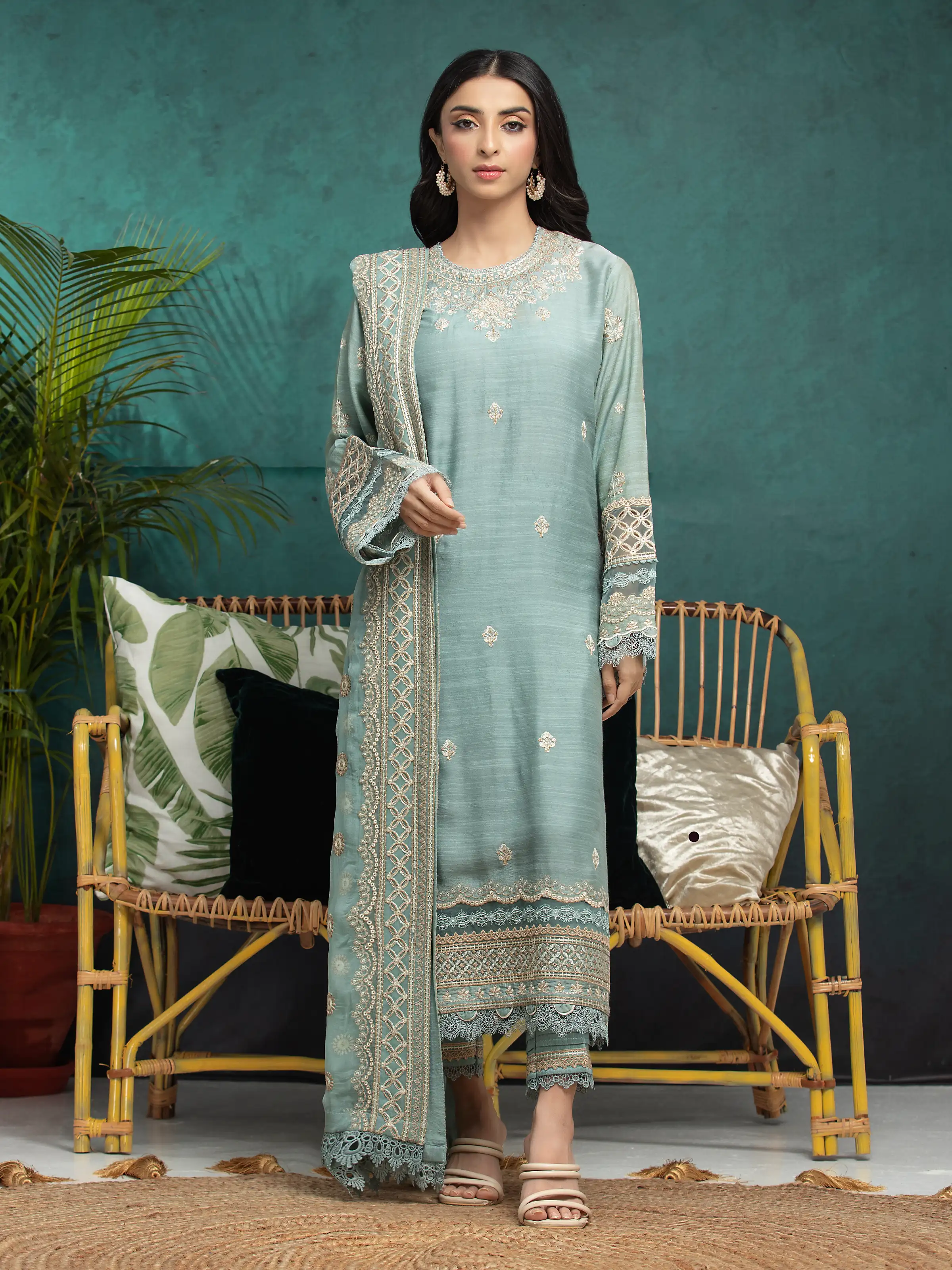 Unstitched Embroidered Raw Silk Suit - EWU24V16-30282-3P