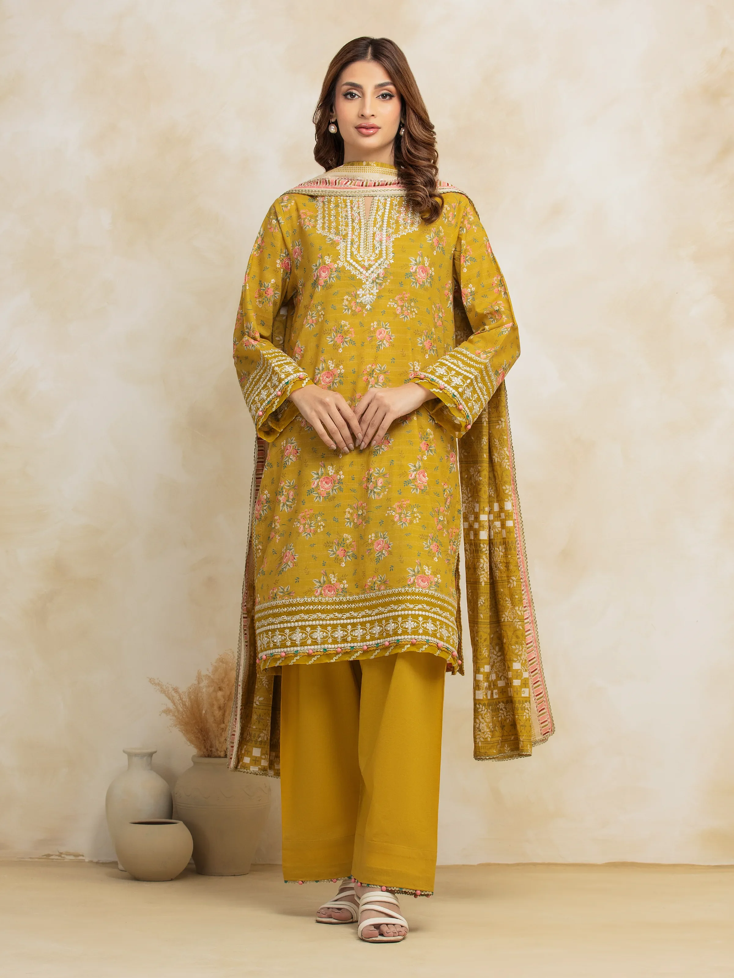 Unstitched Embroidered Lawn Suit - EWU5V1-31185-3P