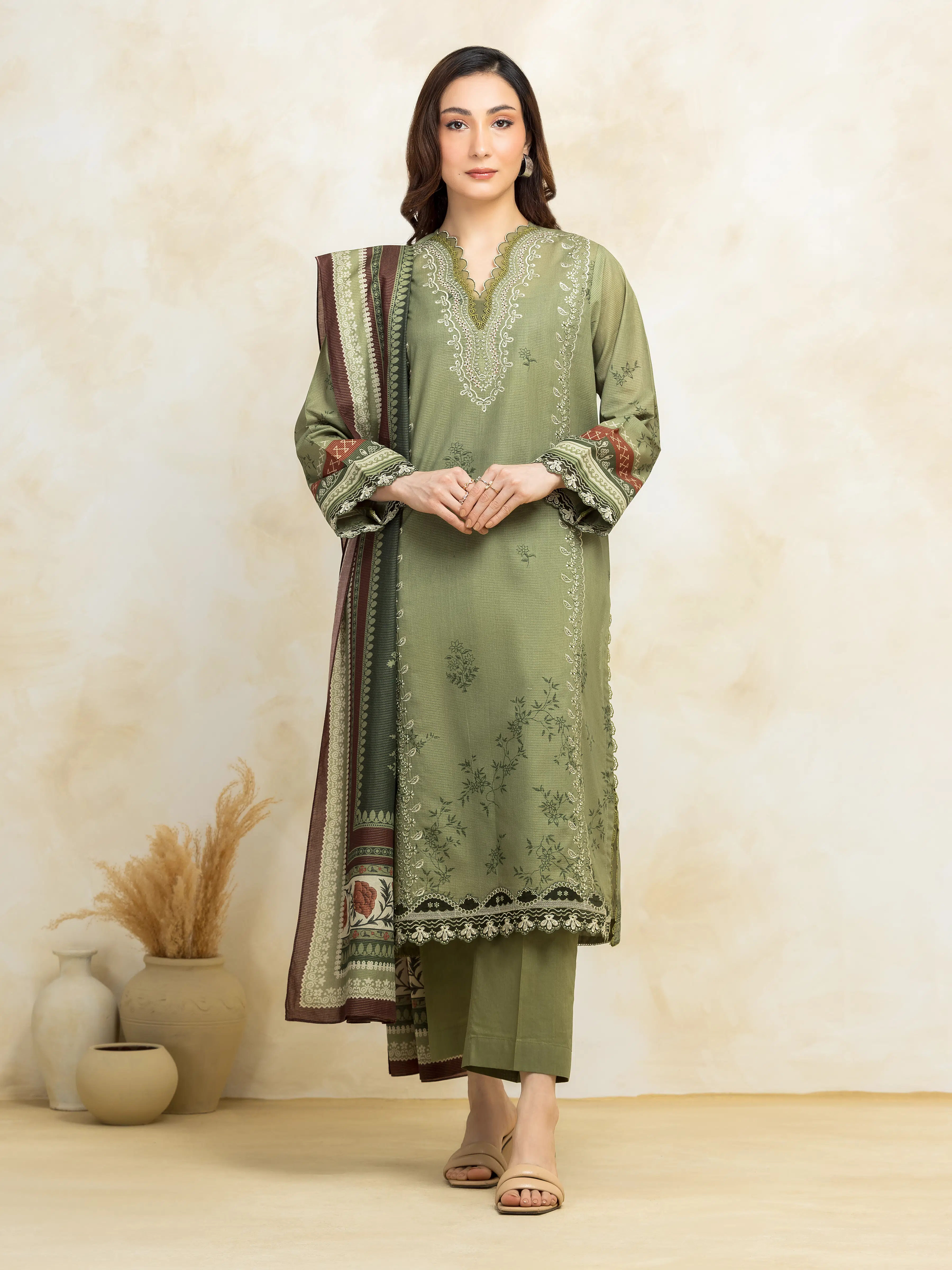 Unstitched Embroidered Lawn Suit - EWU5V1-31190-3P