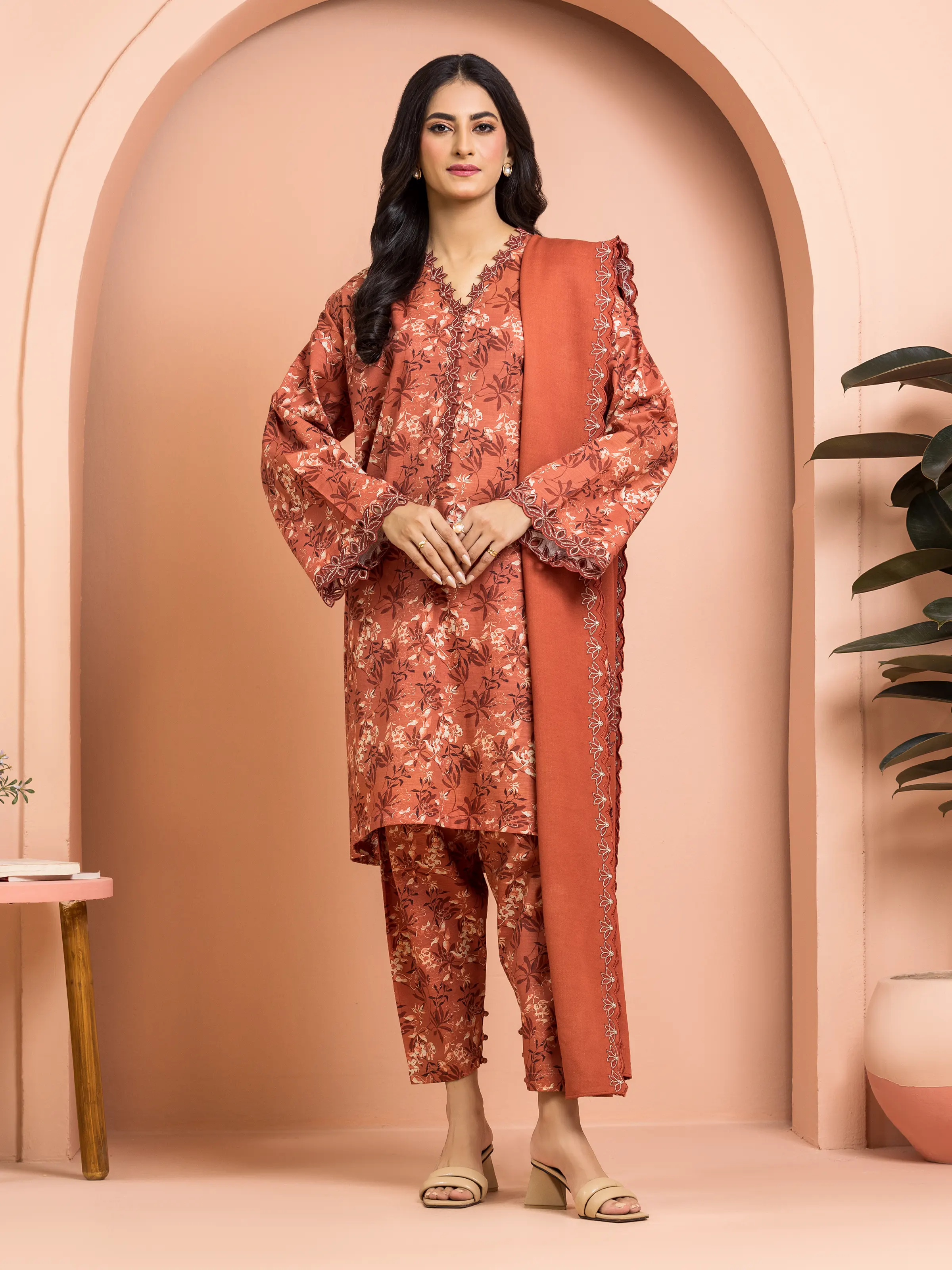 Unstitched Embroidered Marina Twill Suit - EWU24V14-30257-3P