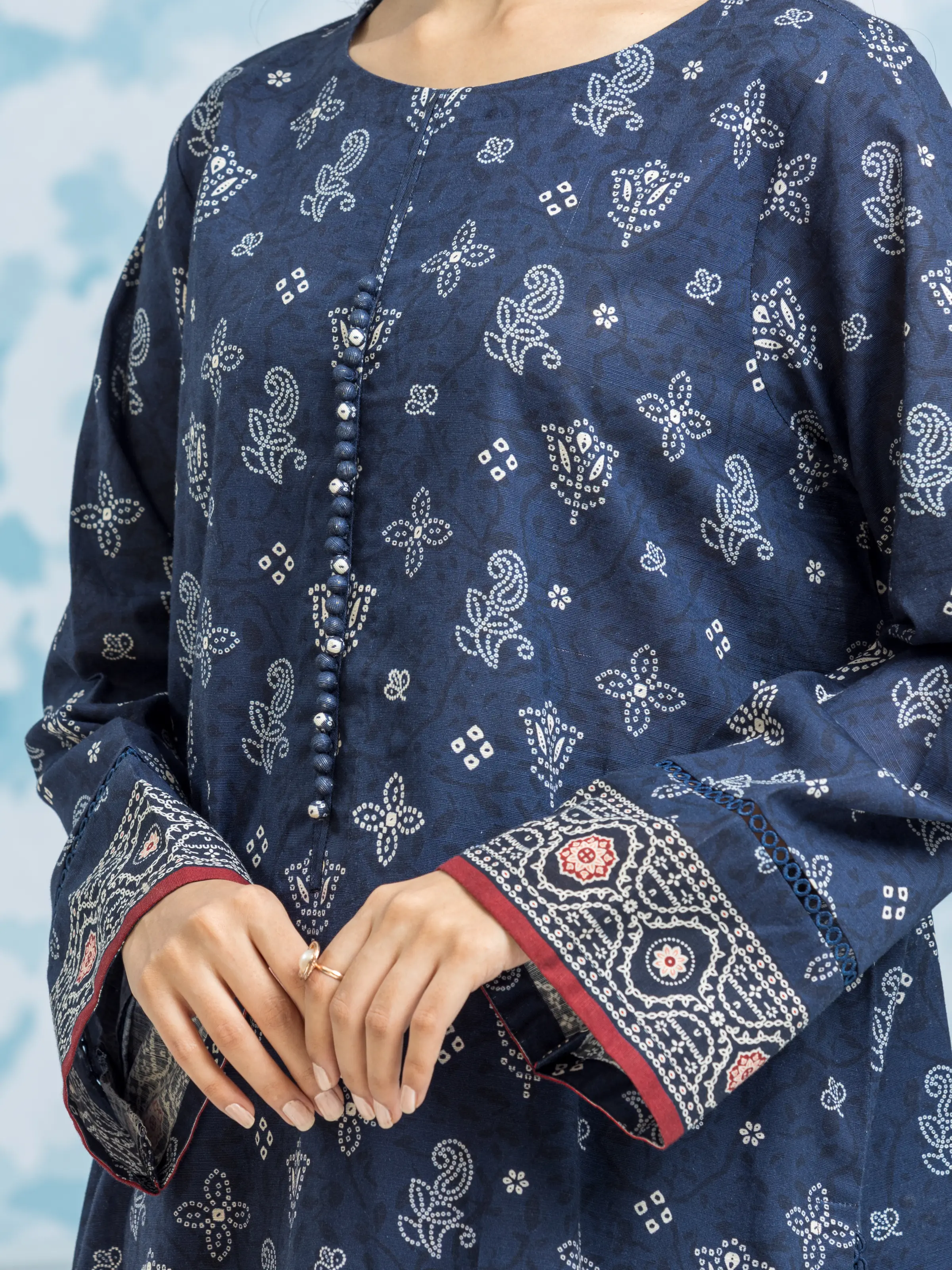Unstitched Printed Khaddar Suit - EWU24A3-29312-3P - Image 3