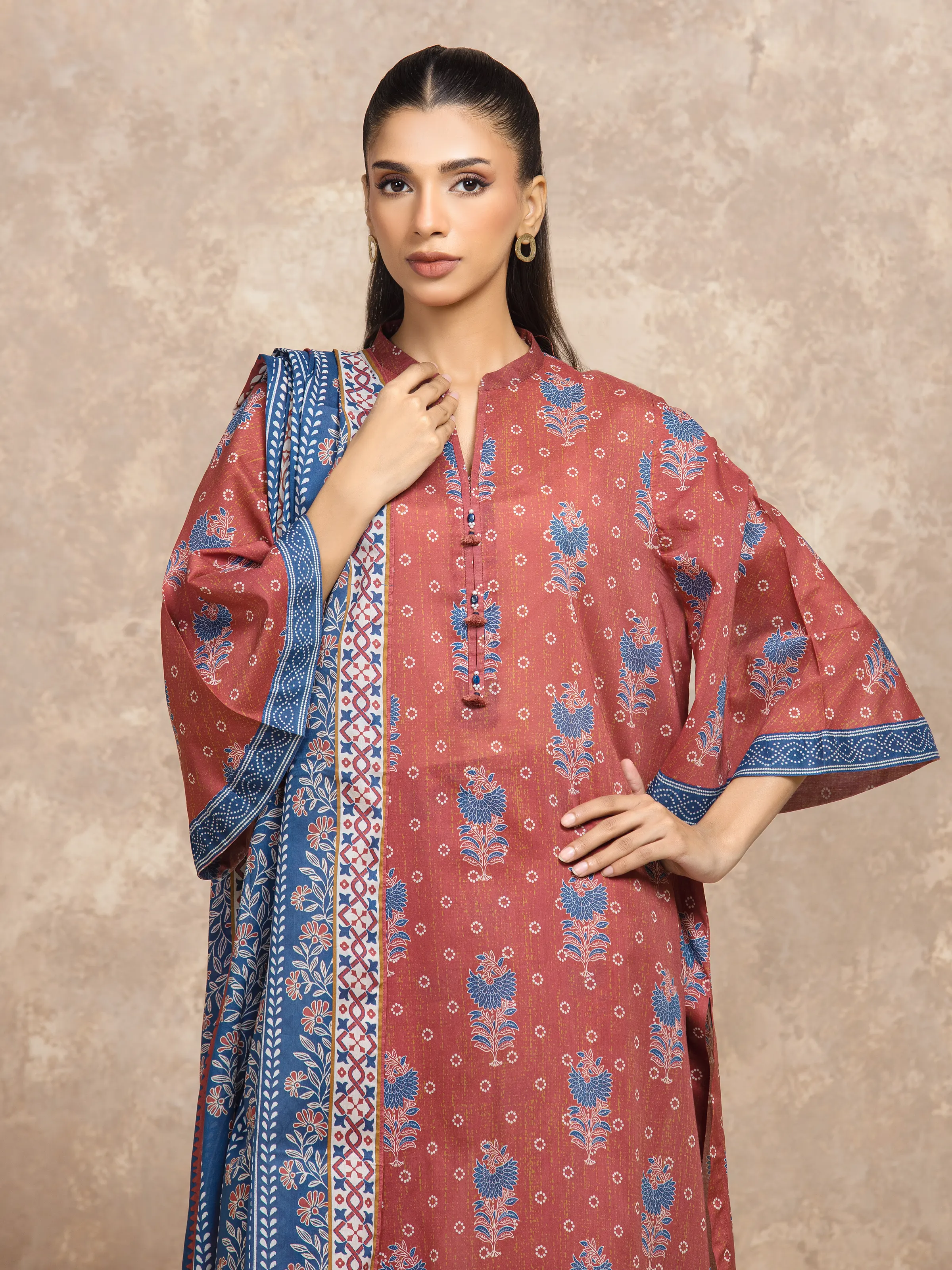 Unstitched Printed Khaddar Shirt - EWU5A3-36131S - Image 2