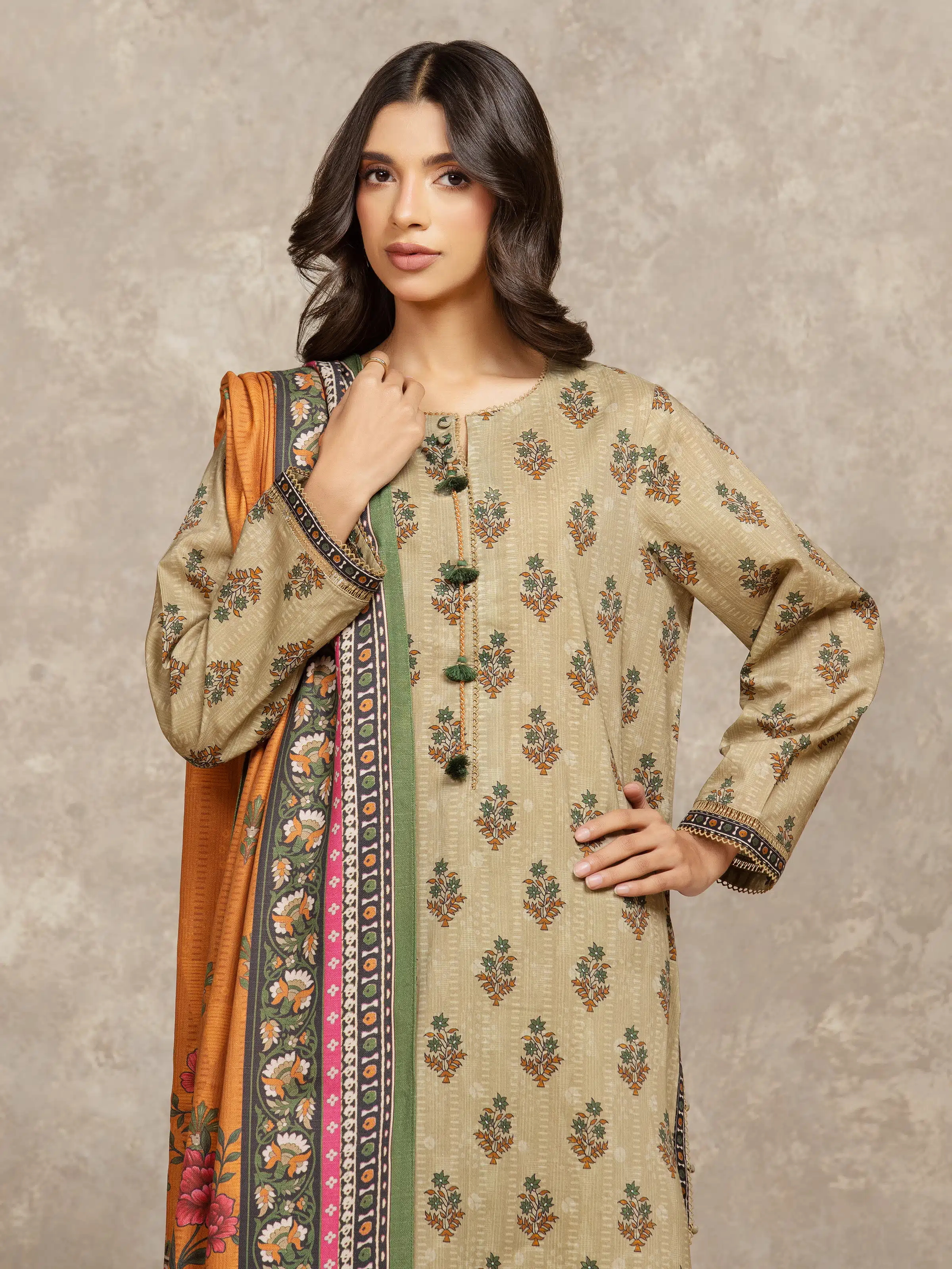 Unstitched Printed Khaddar Shirt - EWU5M3-040S - Image 2