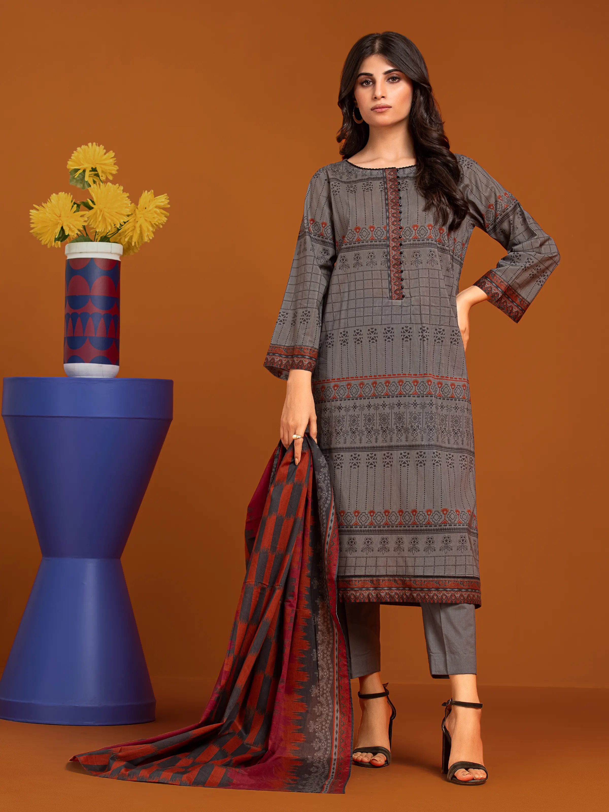 Unstitched Printed Khaddar Suit - EWU24A3-27139-3P