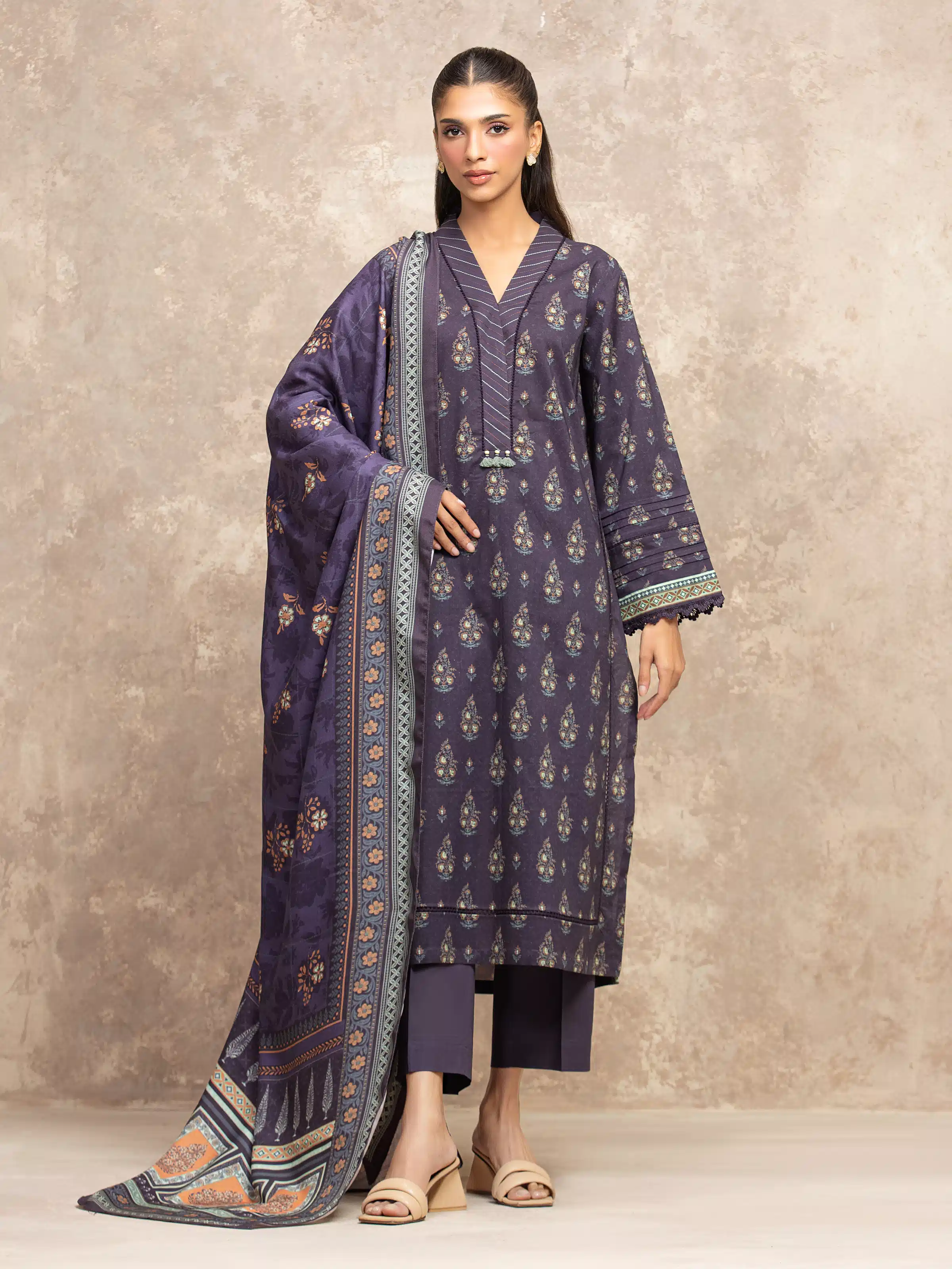 Unstitched Printed Khaddar Shirt Trouser - EWU5M3-024ST