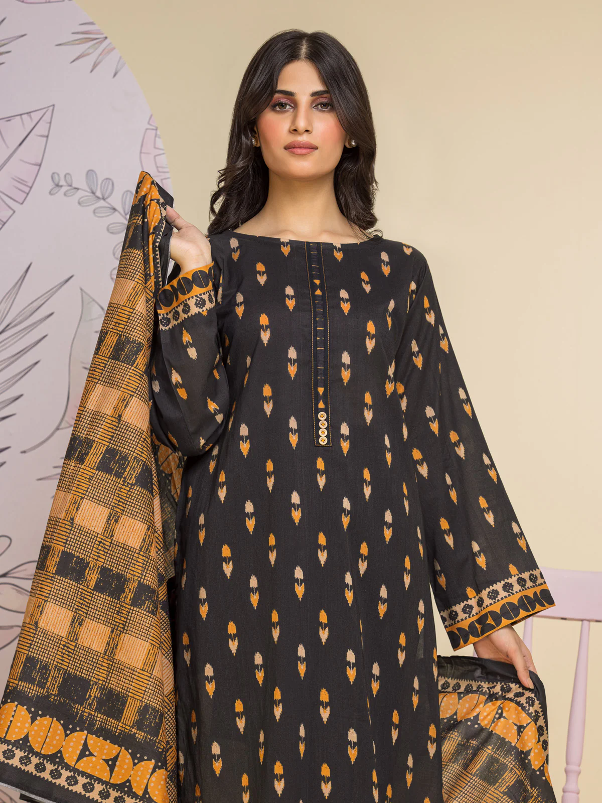 Unstitched Printed Lawn Suit - EWU24A1-26233-3P - Image 3