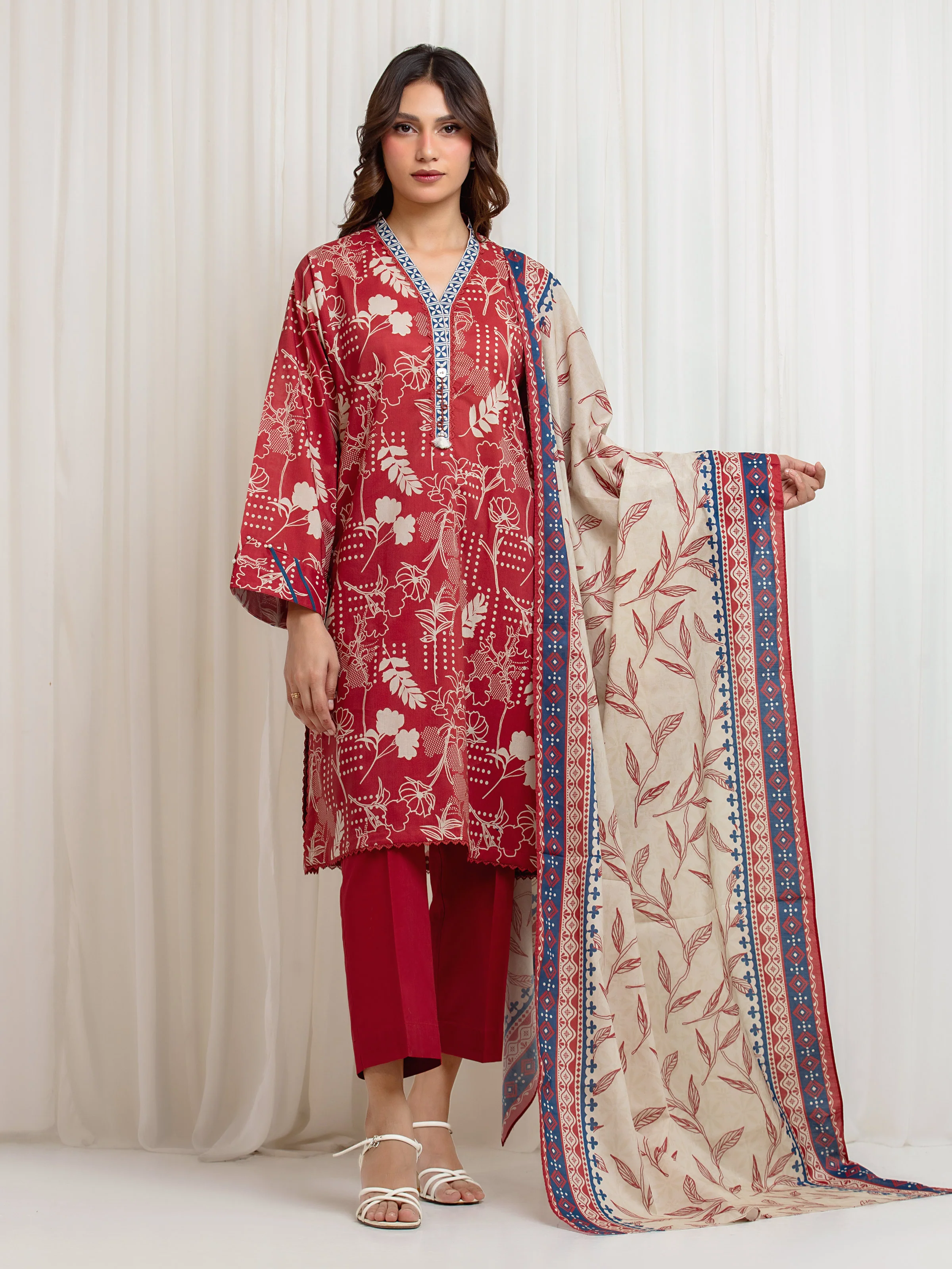 Unstitched Printed Lawn Suit - EWU6A1-36696-3P