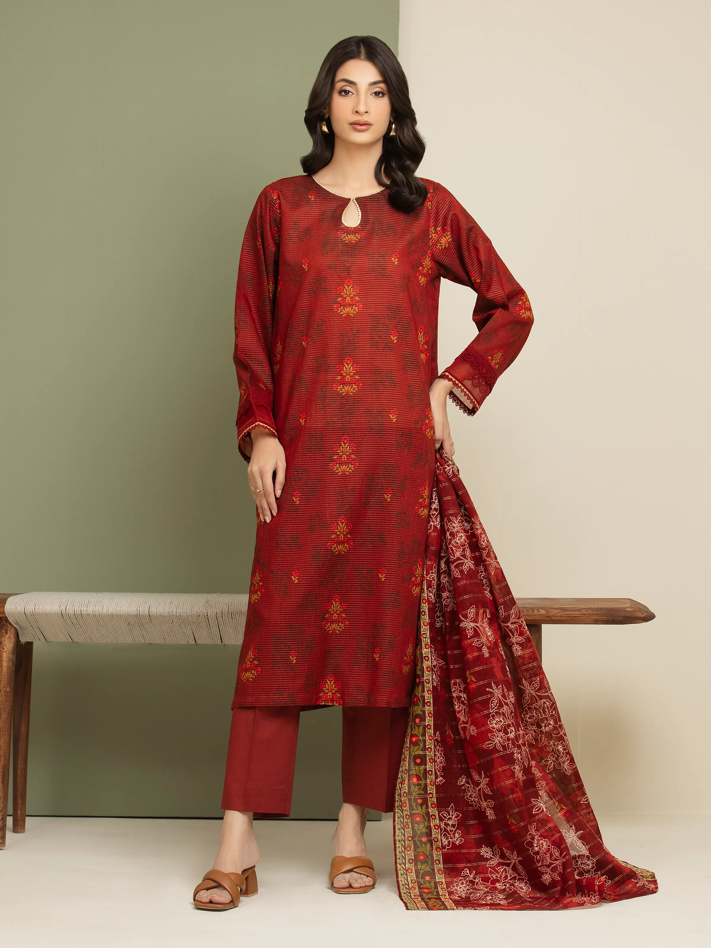 Unstitched Printed Zari Lawn Suit - EWU5M6-009-3P