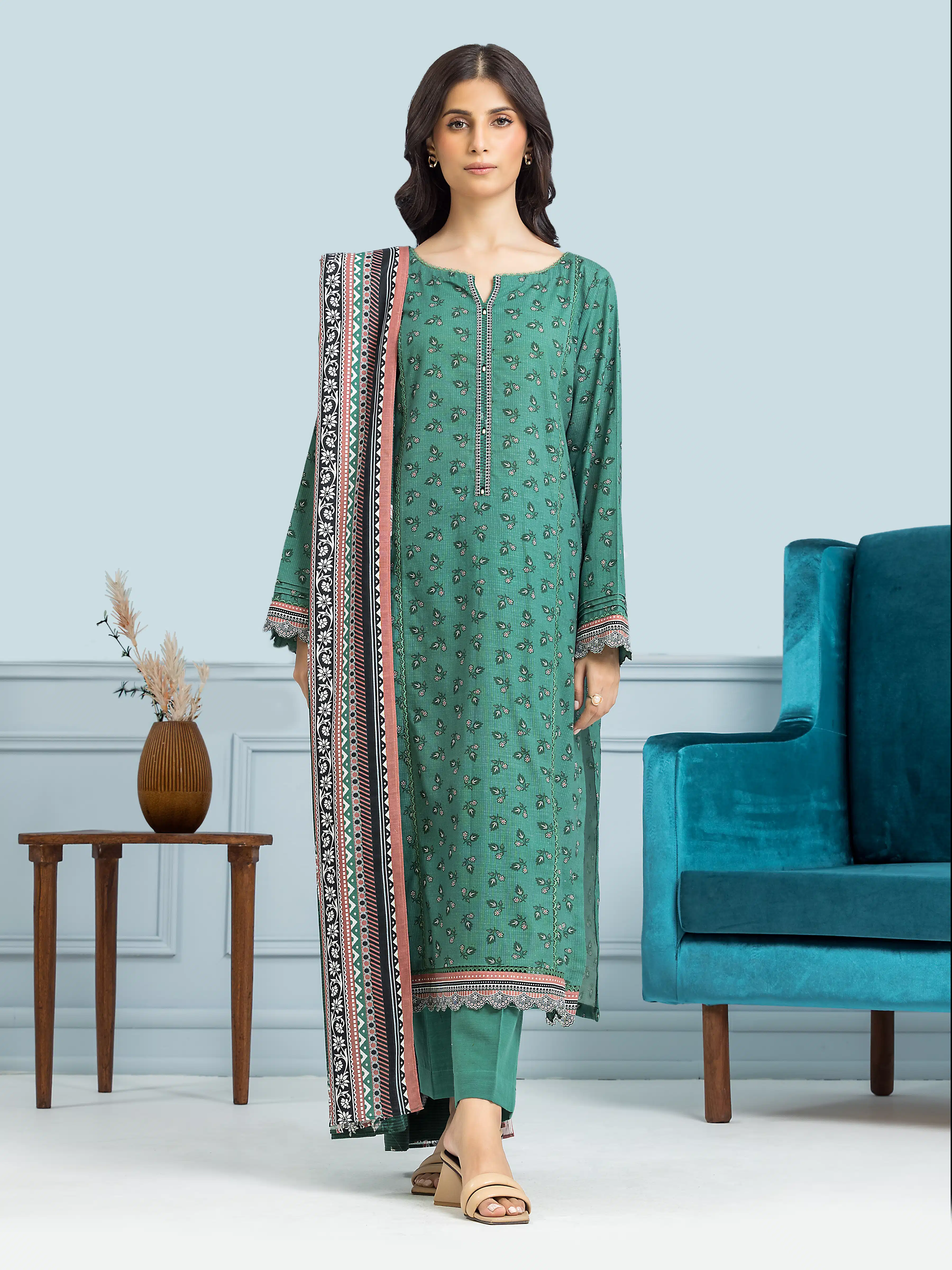 Unstitched Printed Khaddar Suit - EWU24A3-29309-3P