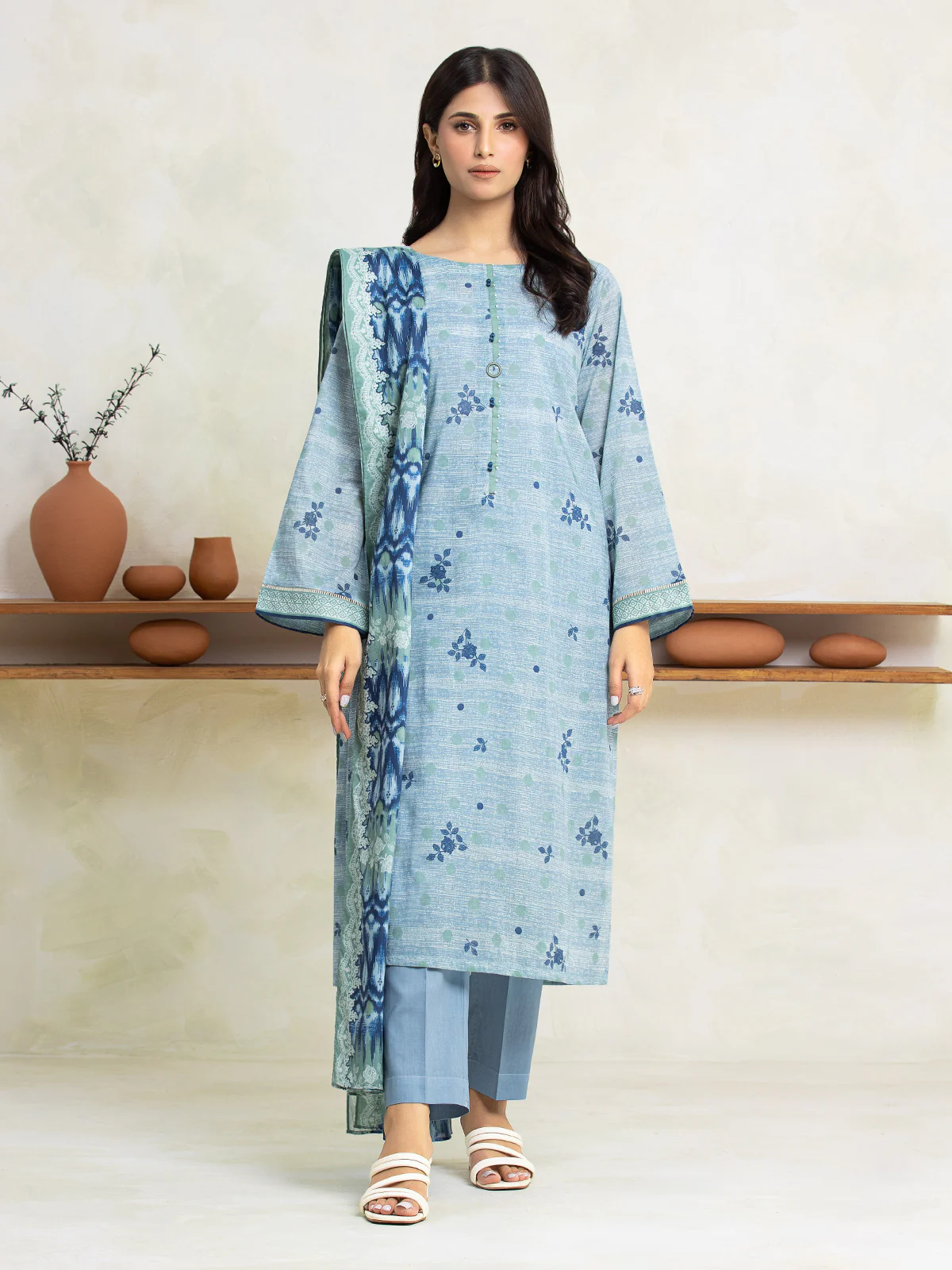 Unstitched Printed Lawn Shirt Dupatta - EWU24A1-28154SD