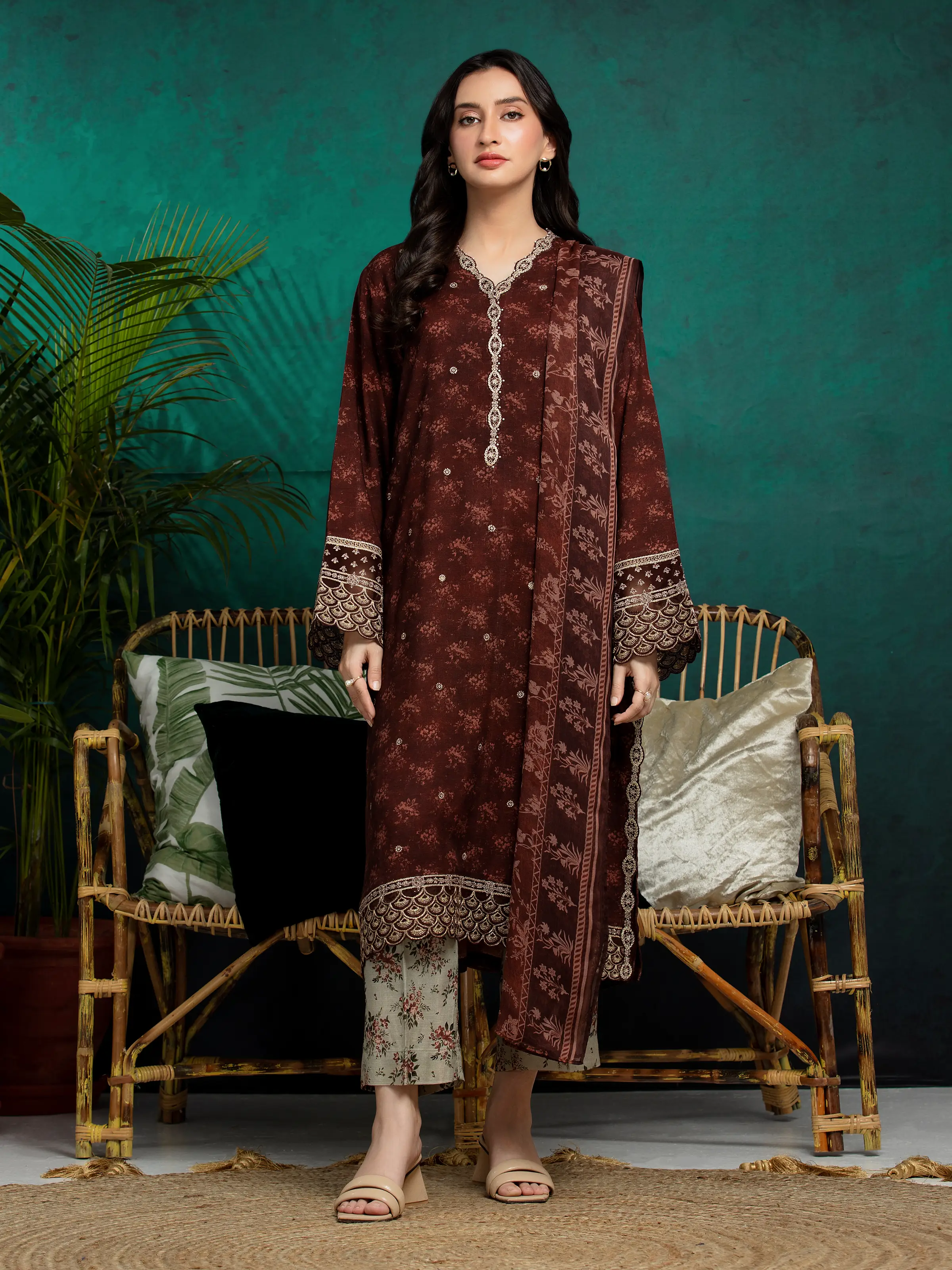 Unstitched Embroidered Raw Silk Suit - EWU24V16-30373-3P