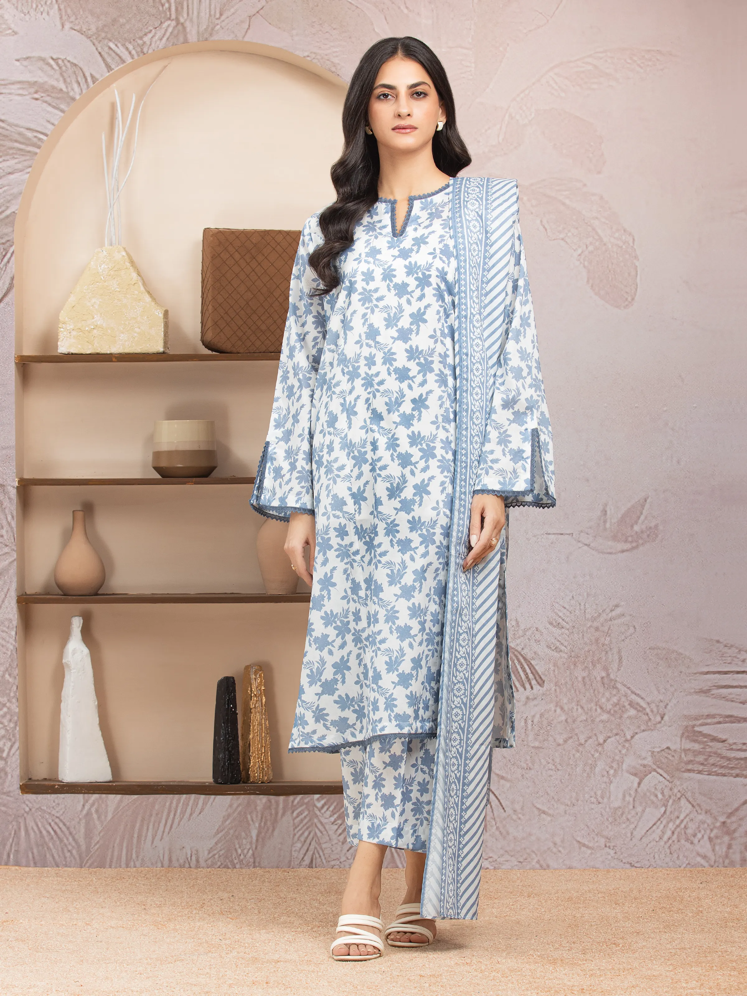 Unstitched Printed Lawn Suit - EWU5A1-35037-3P