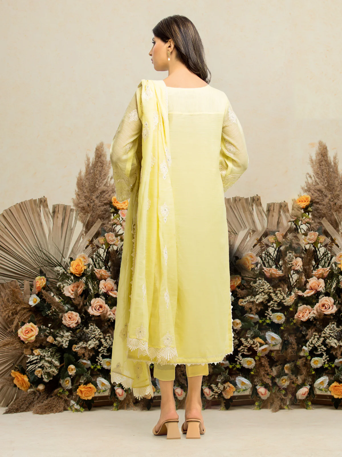 Unstitched Embroidered Chanderi Shirt - EWU24V6-28736S - Image 3