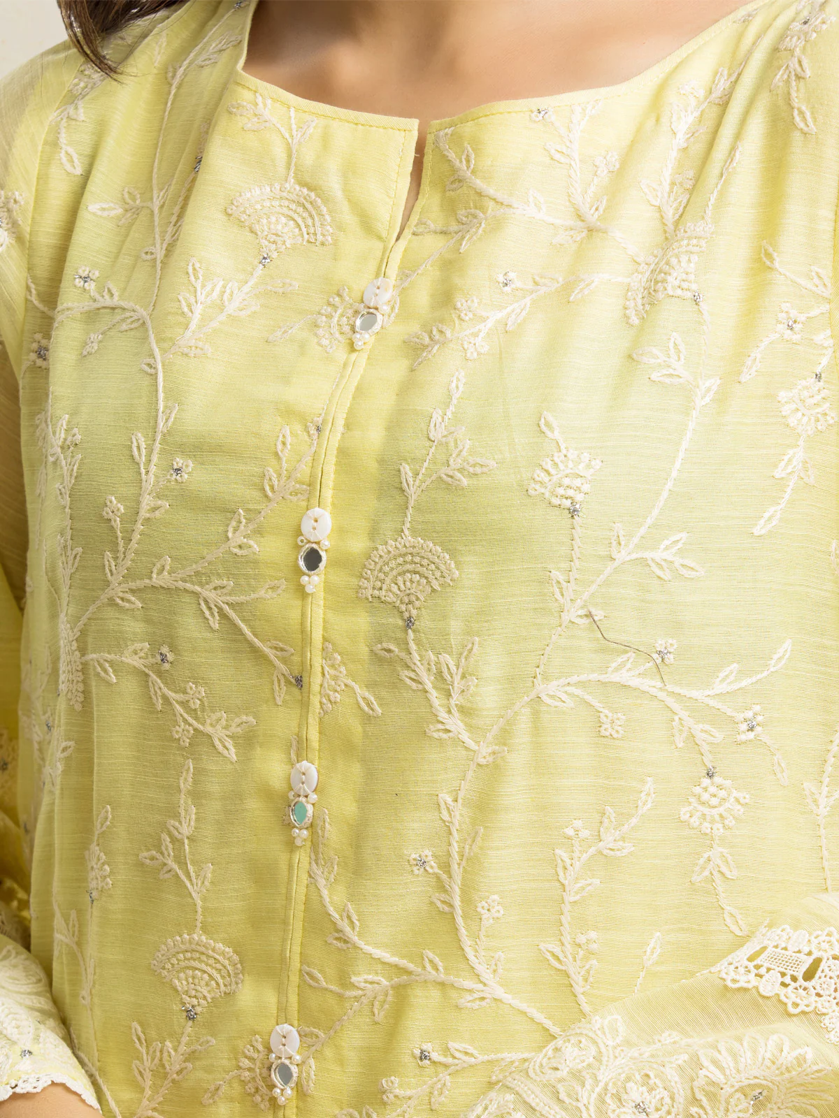 Unstitched Embroidered Chanderi Shirt - EWU24V6-28736S - Image 4