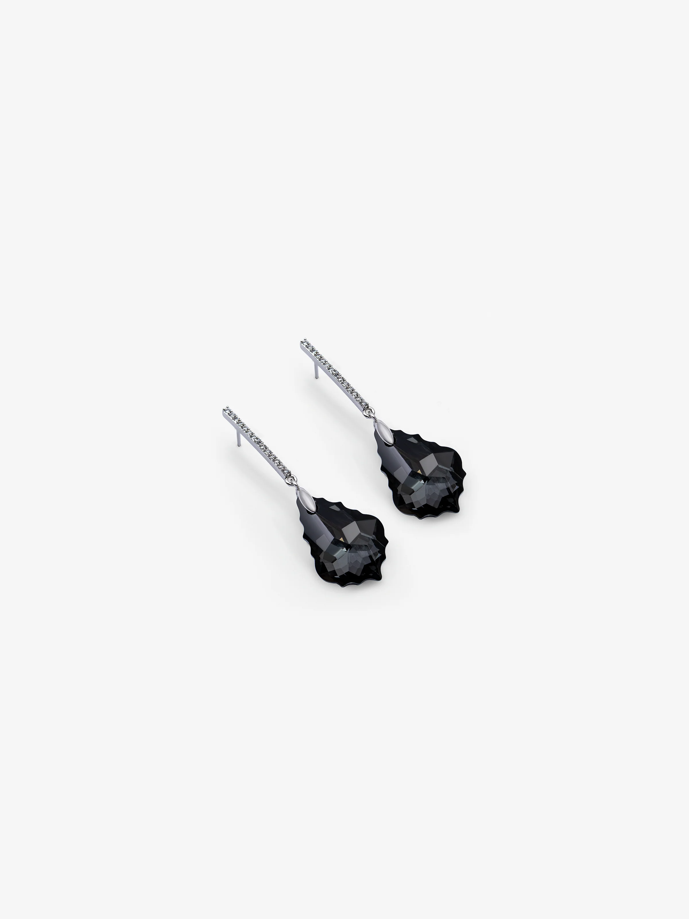 Obsidian Black & Silver Drop Earrings - EAWE5-086