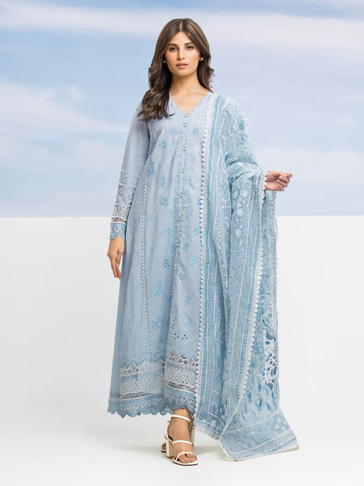 Unstitched Embroidered Dobby Shirt Trouser - EWU24V7-28639ST