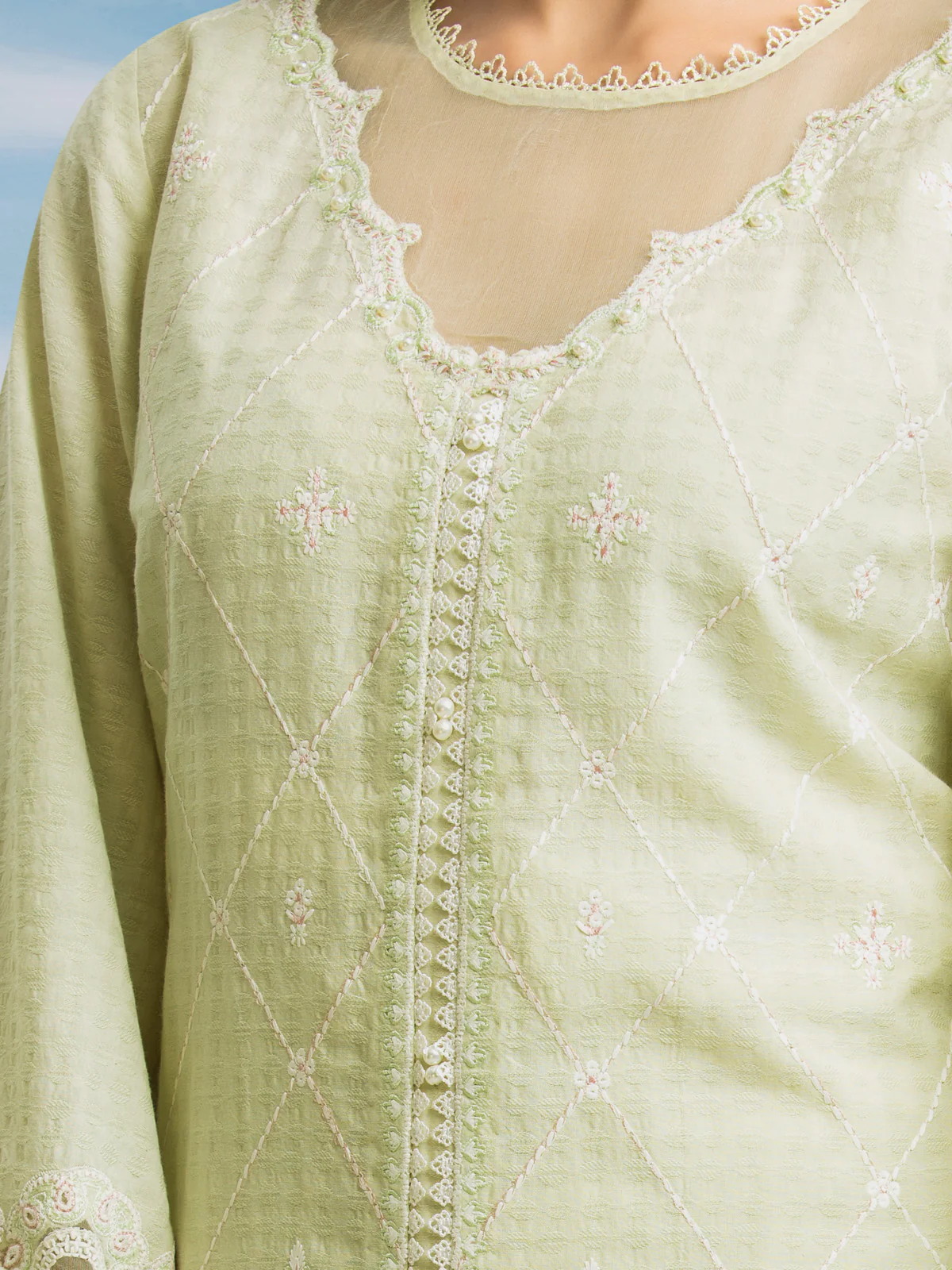 Unstitched Embroidered Dobby Suit - EWU24V7-28635-3P - Image 5